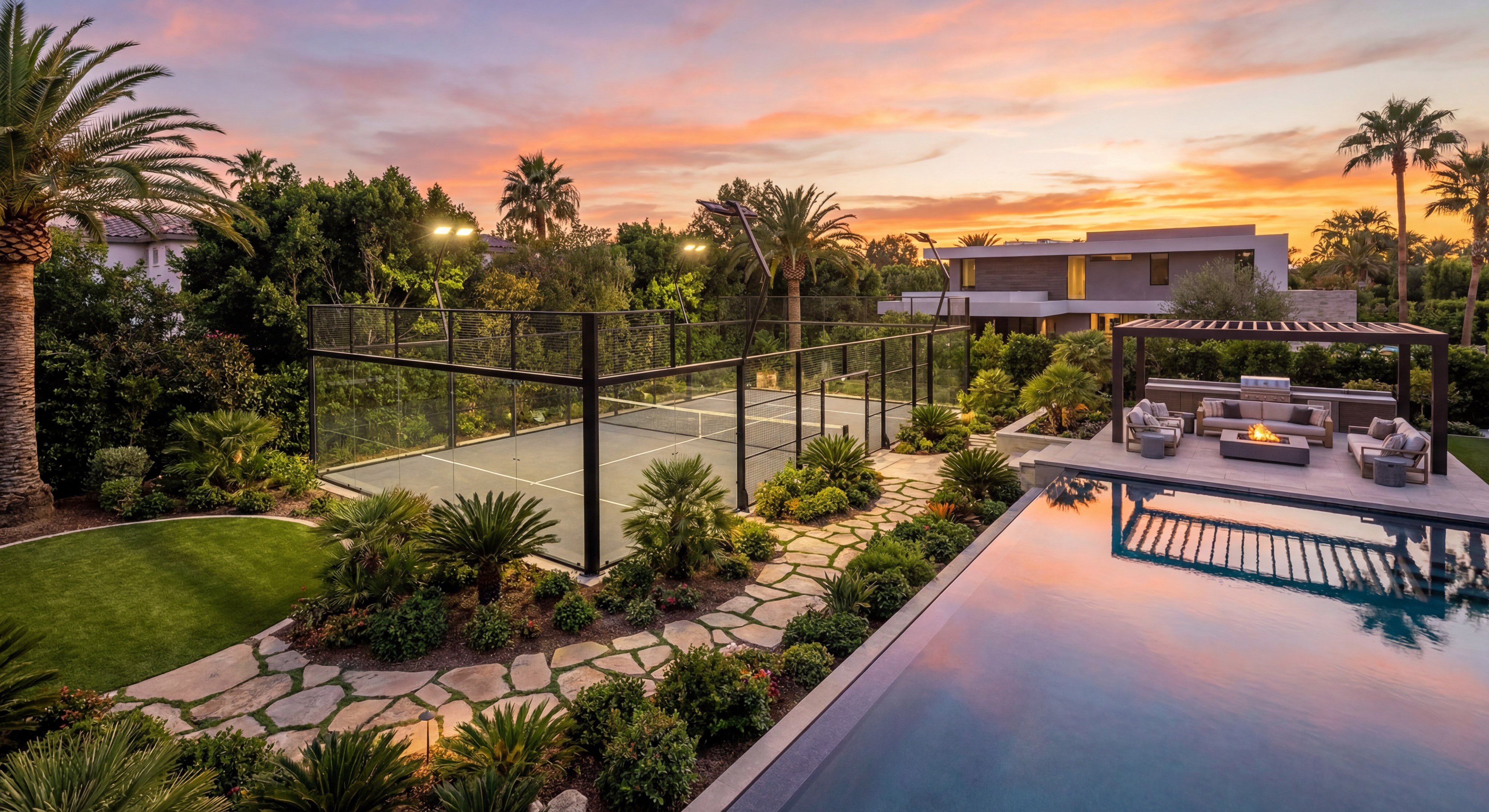 A residential backyard court versus a large-scale commercial club setup