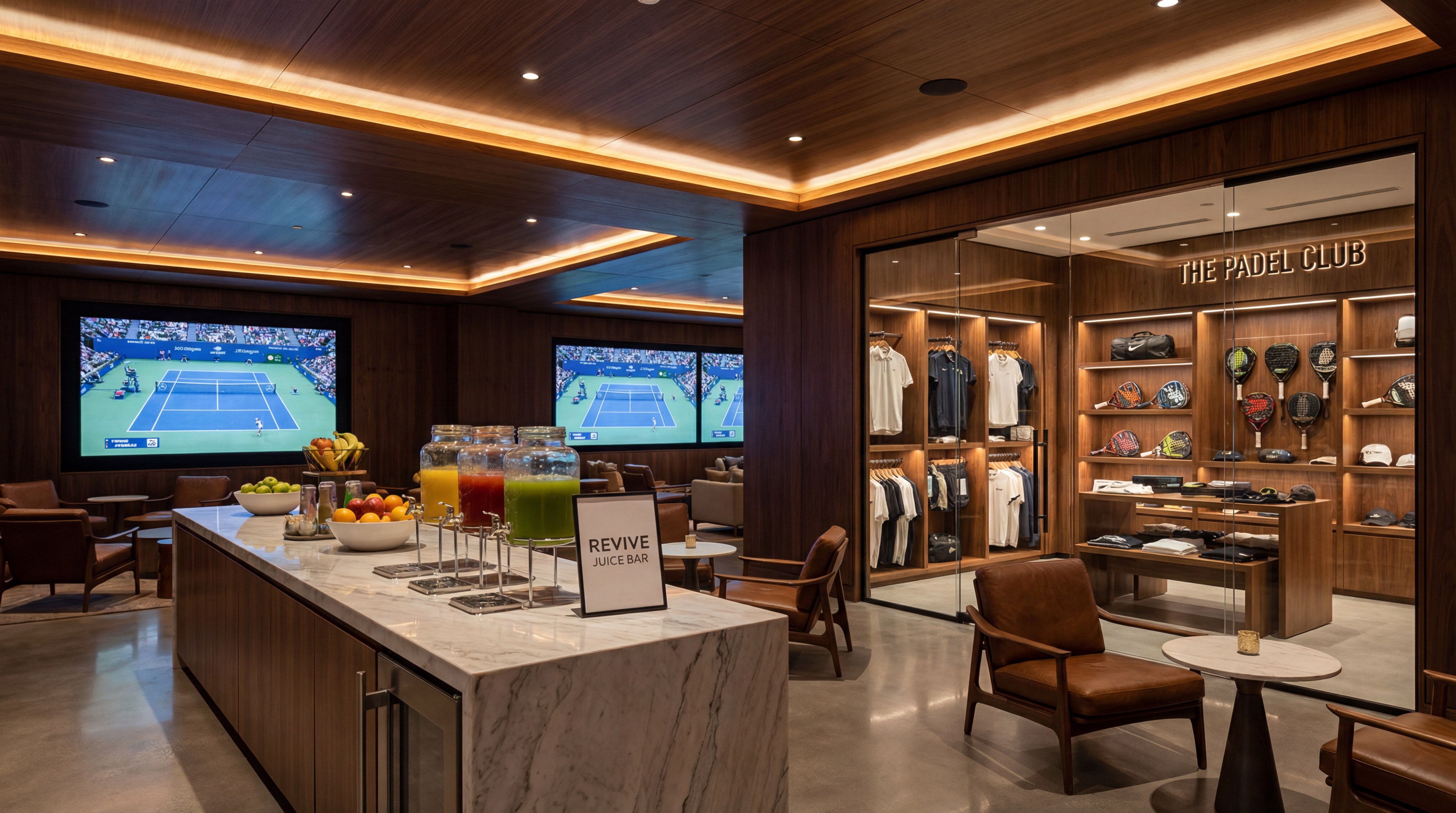 Luxury Interior of a Sports Lounge and Pro Shop