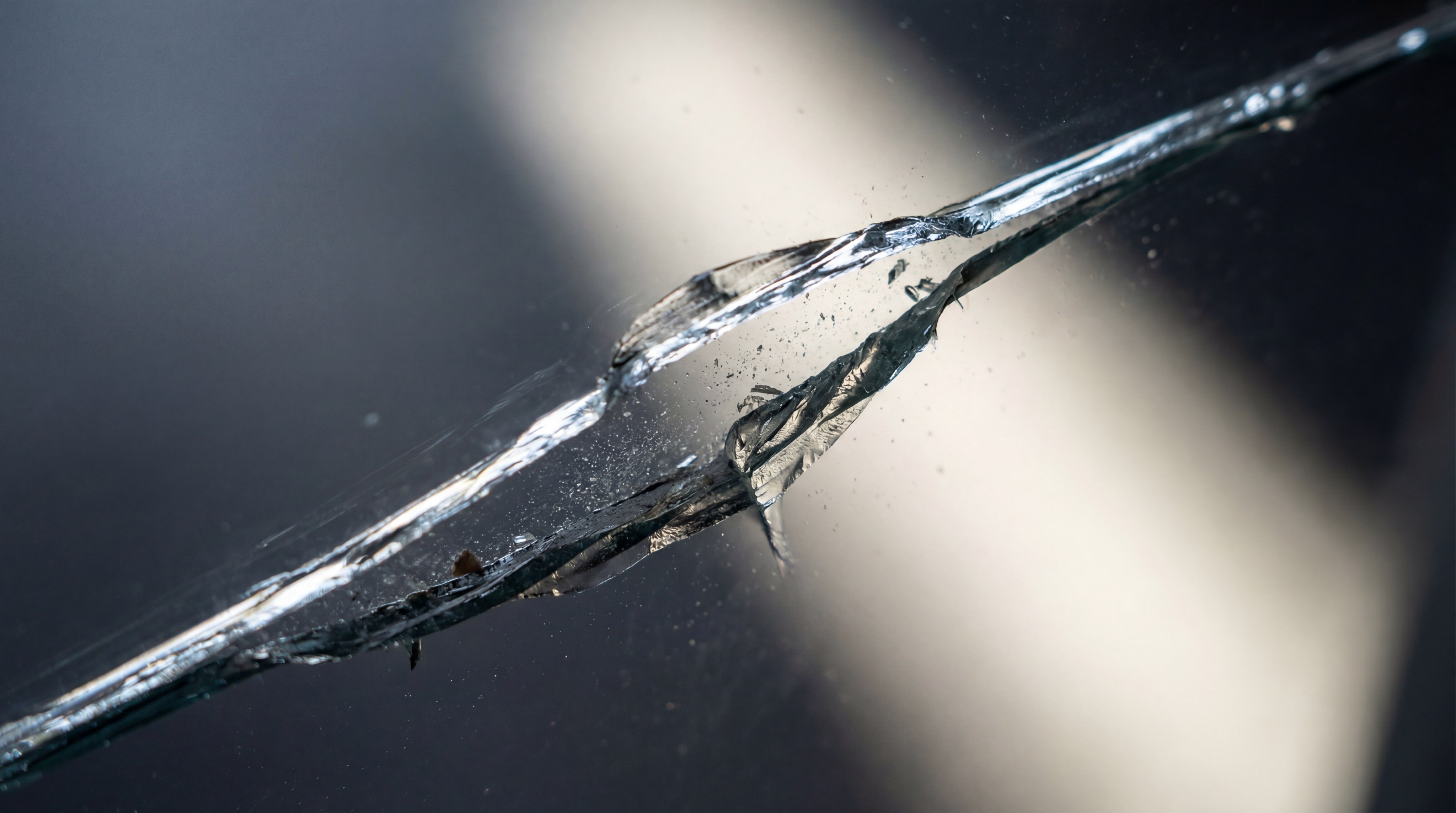 Deep scratch on tempered glass surface