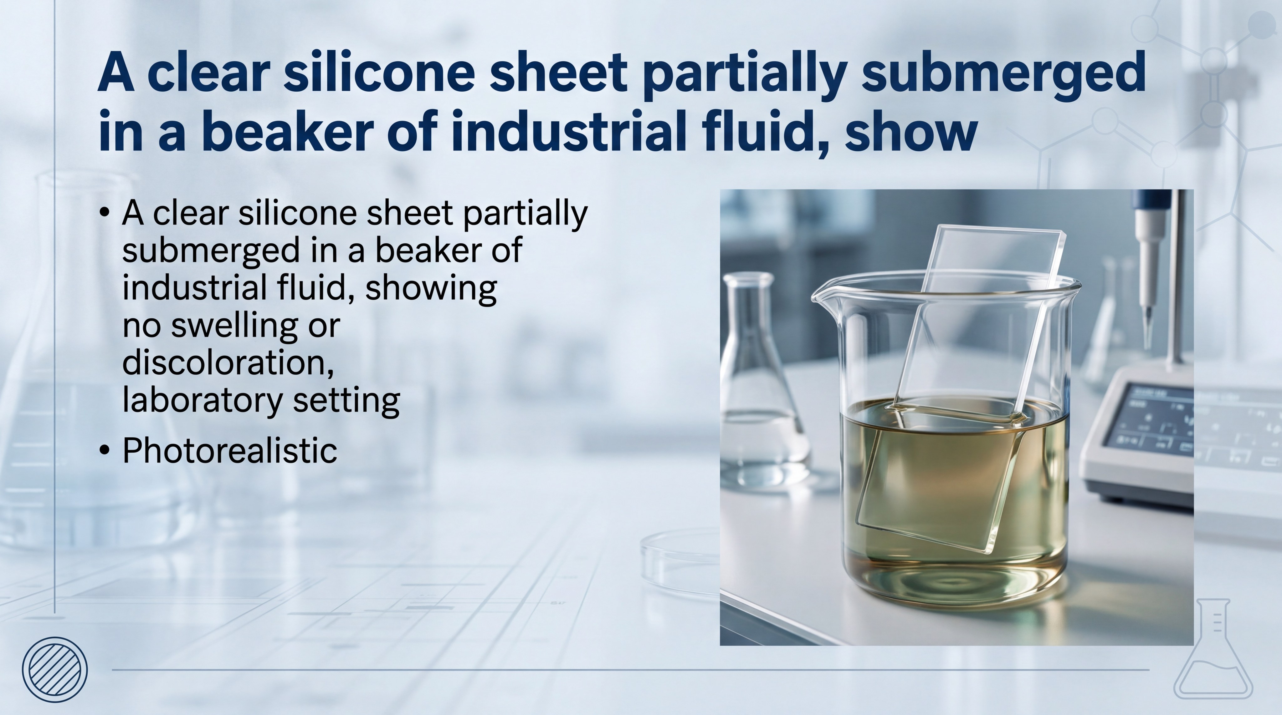 A clear silicone sheet partially submerged in industrial fluid