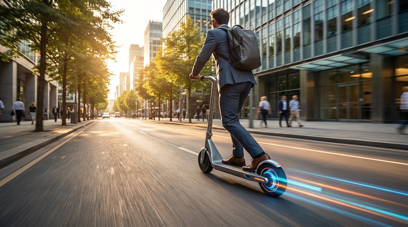 Professional Electric Scooter Commute in Motion