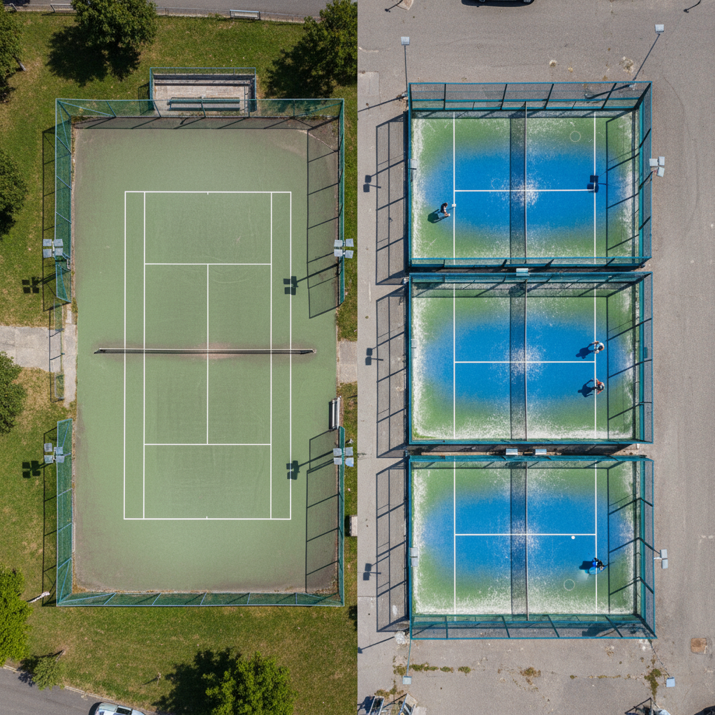 tennis padel court comparison