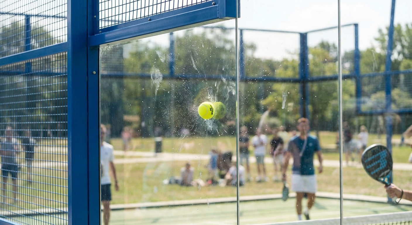 padel ball glass wall bounce index 3