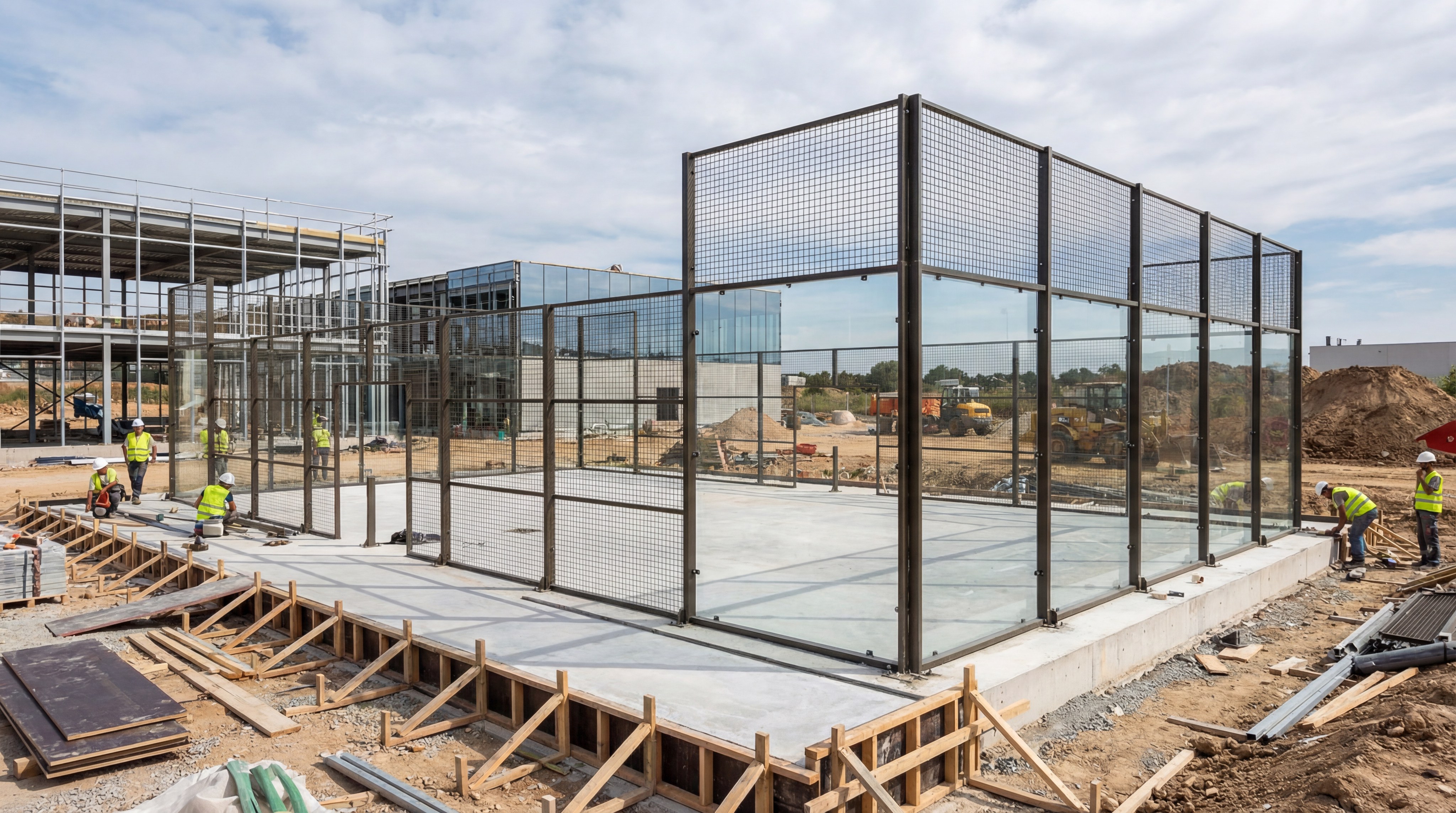 padel court construction photorealistic