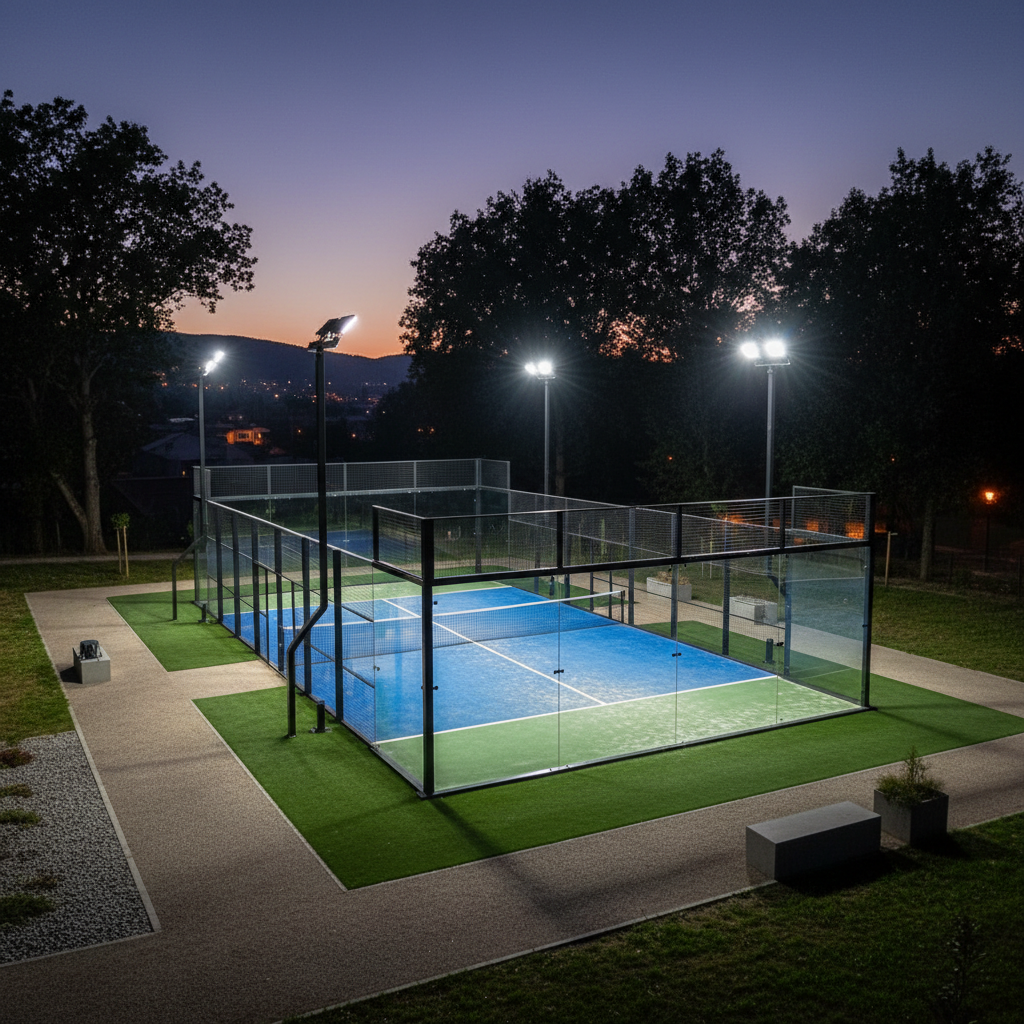An indoor court illuminated by a professional LED lighting system