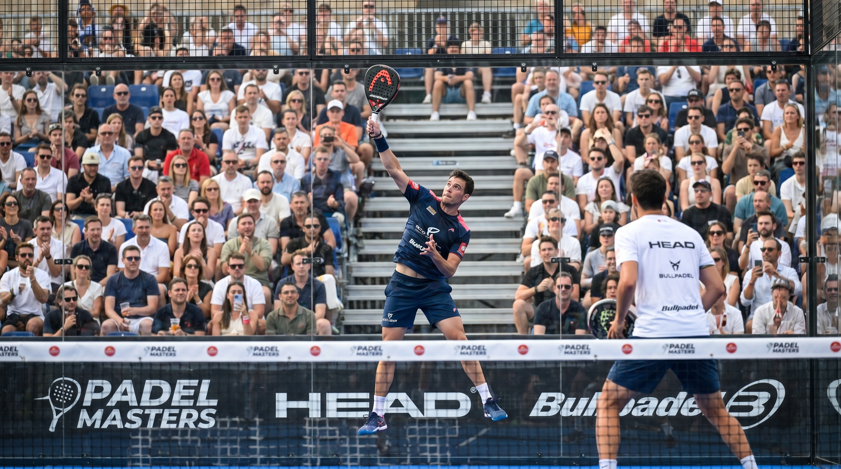 action shot of a crowded padel tournament