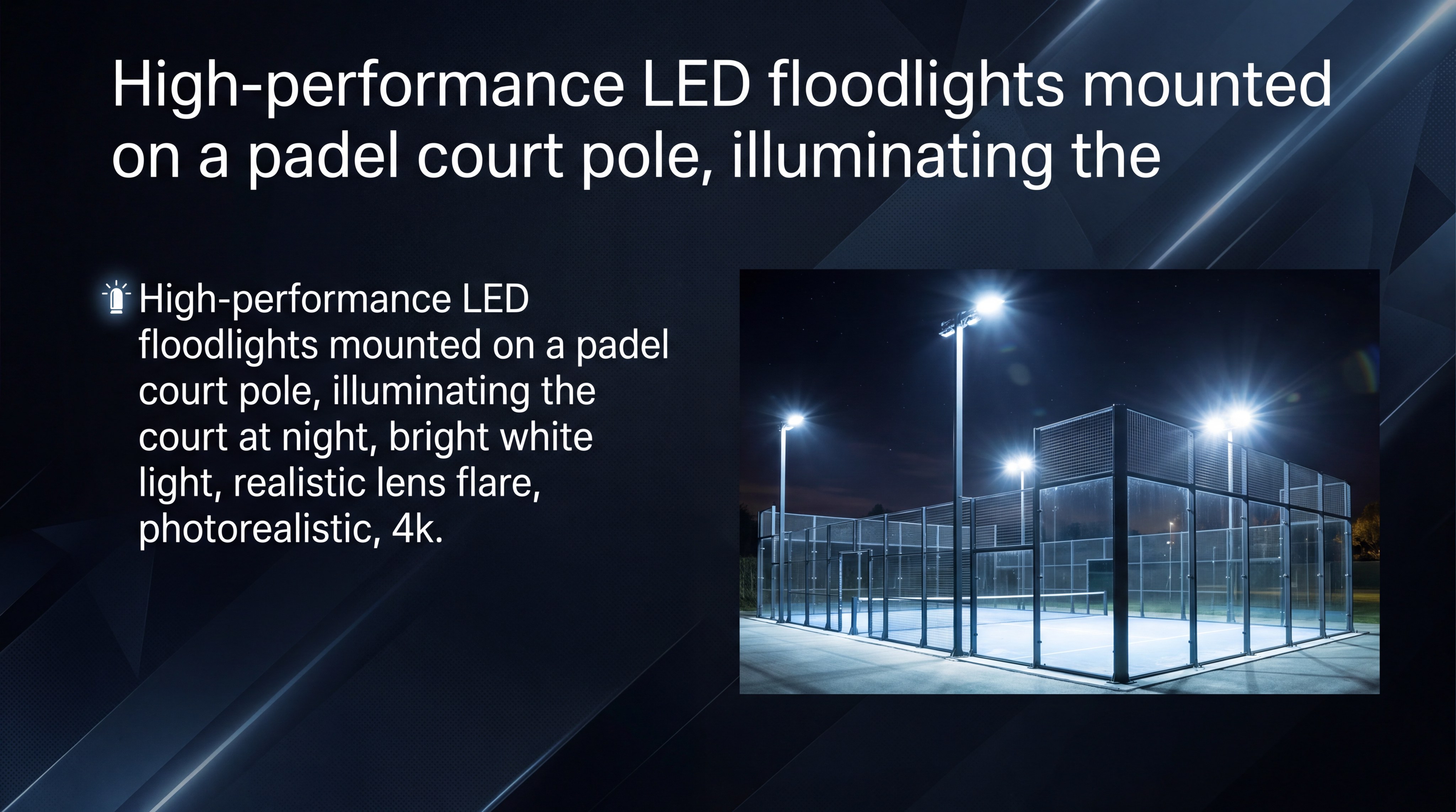padel court led floodlights night slide 6