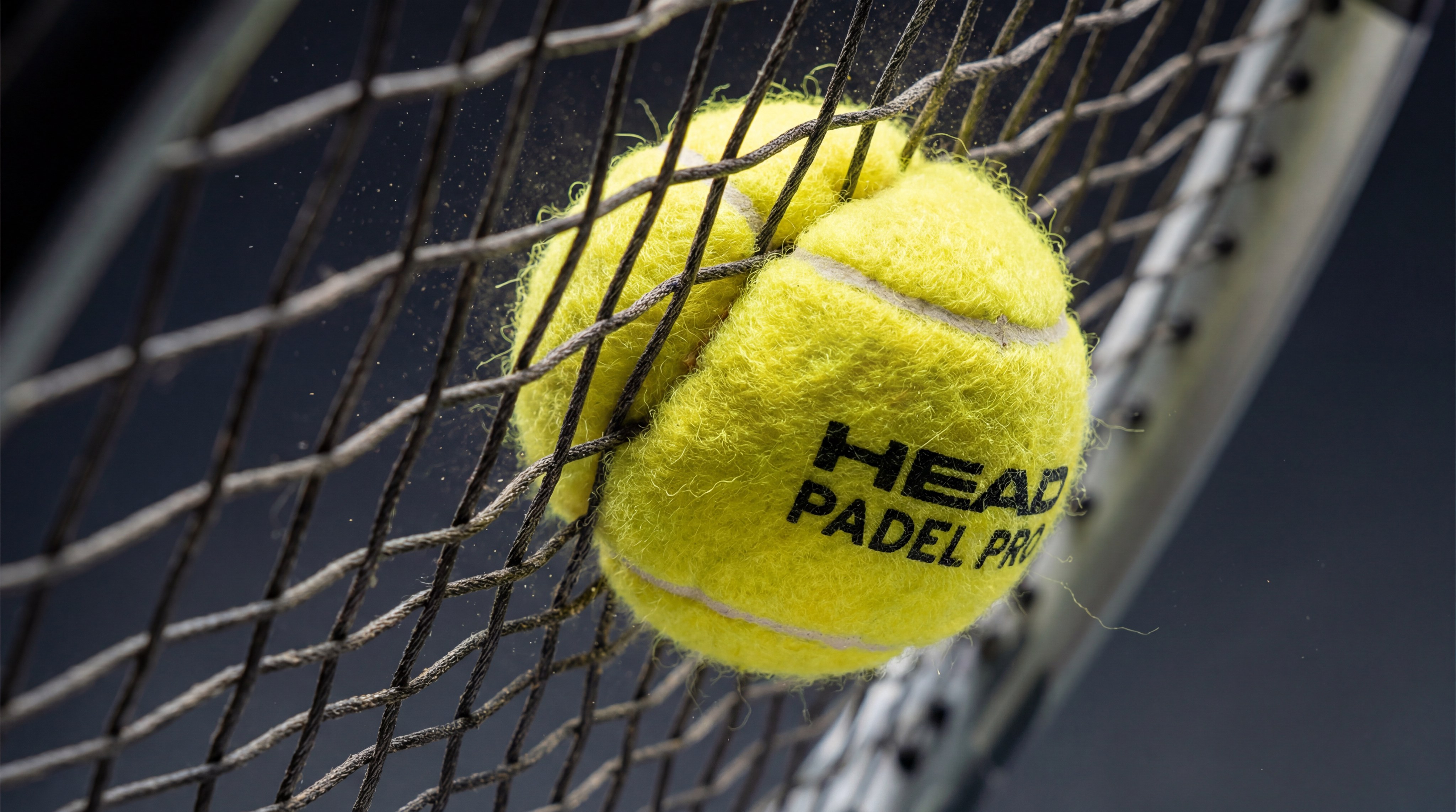 Macro Padel Ball Impacting Racket