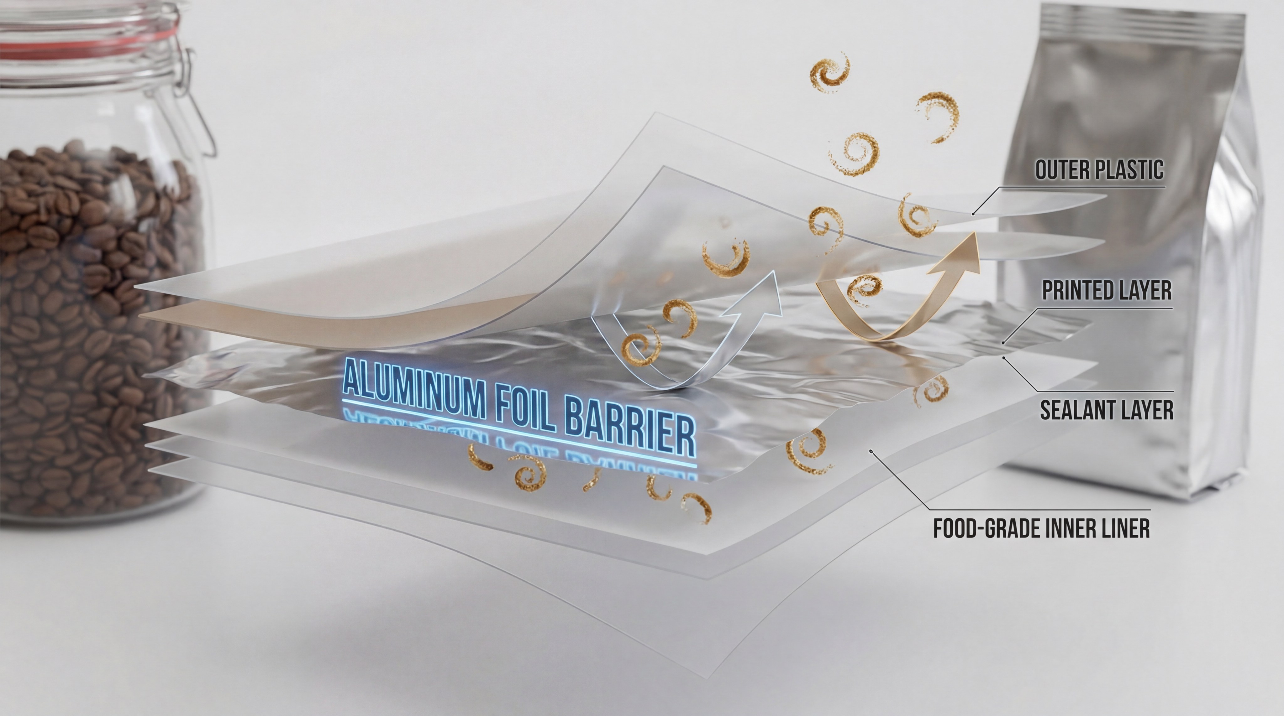 Coffee Packaging Film Layers Technical Infographic