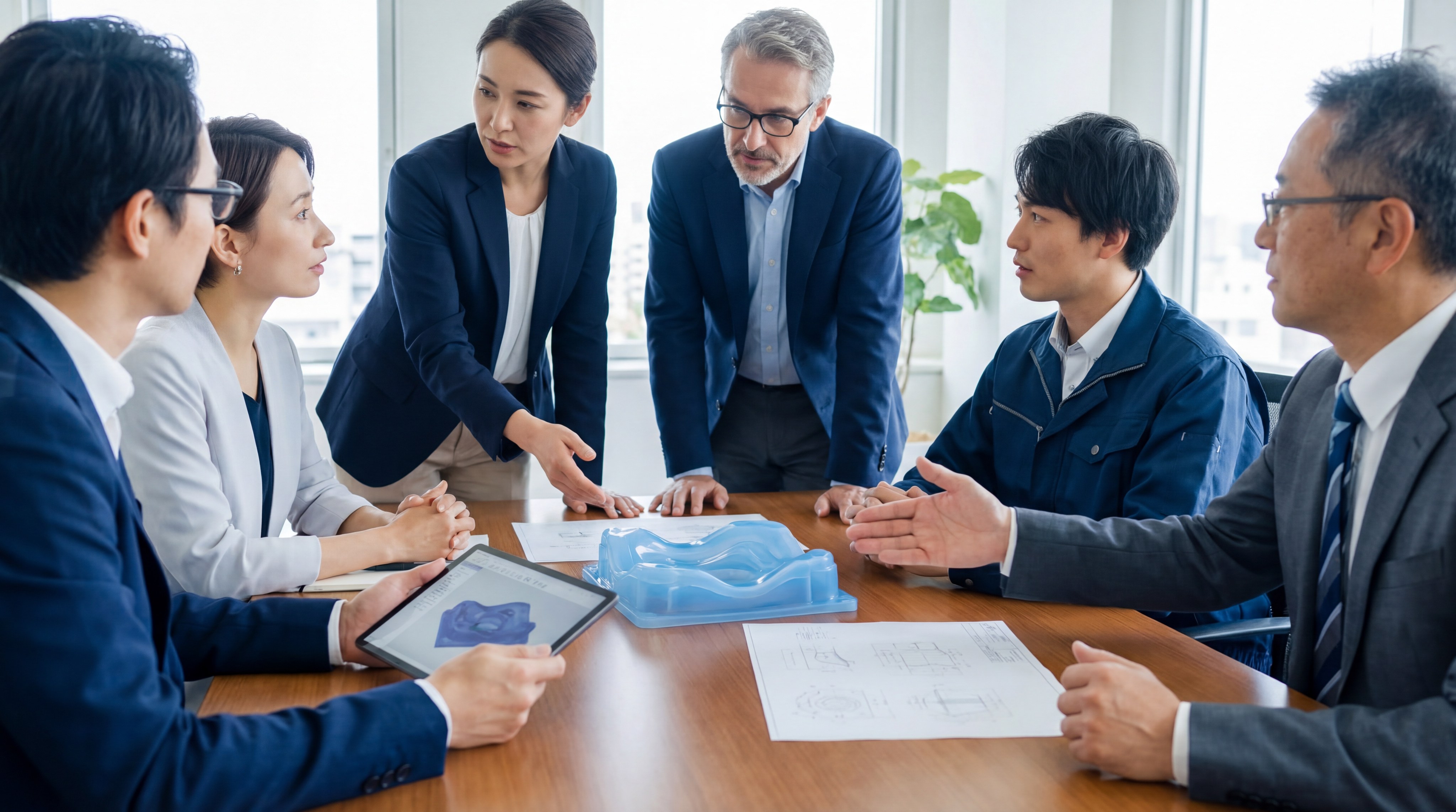 business professionals silicone prototype discussion