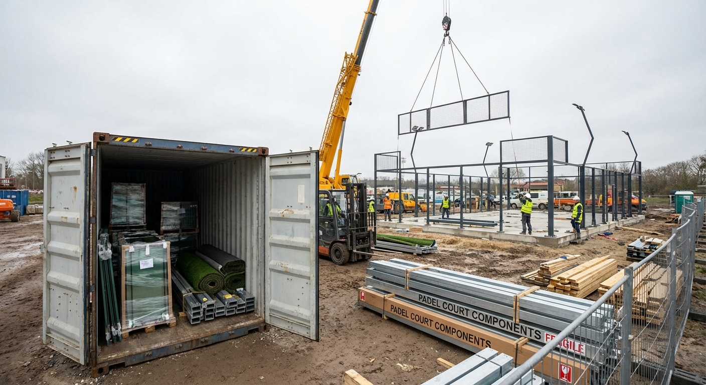 modular padel court construction site