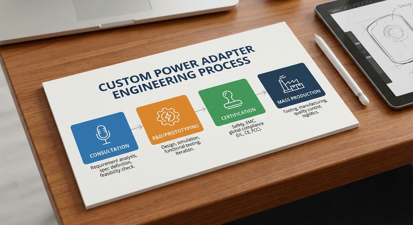 Custom Power Adapter Engineering Process Diagram