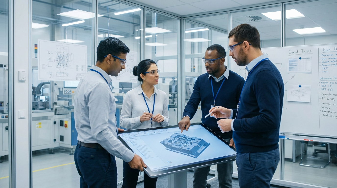 Image: Manufacturing engineers conducting a CAD review