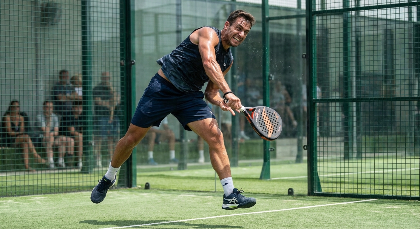 padel player jump smash action