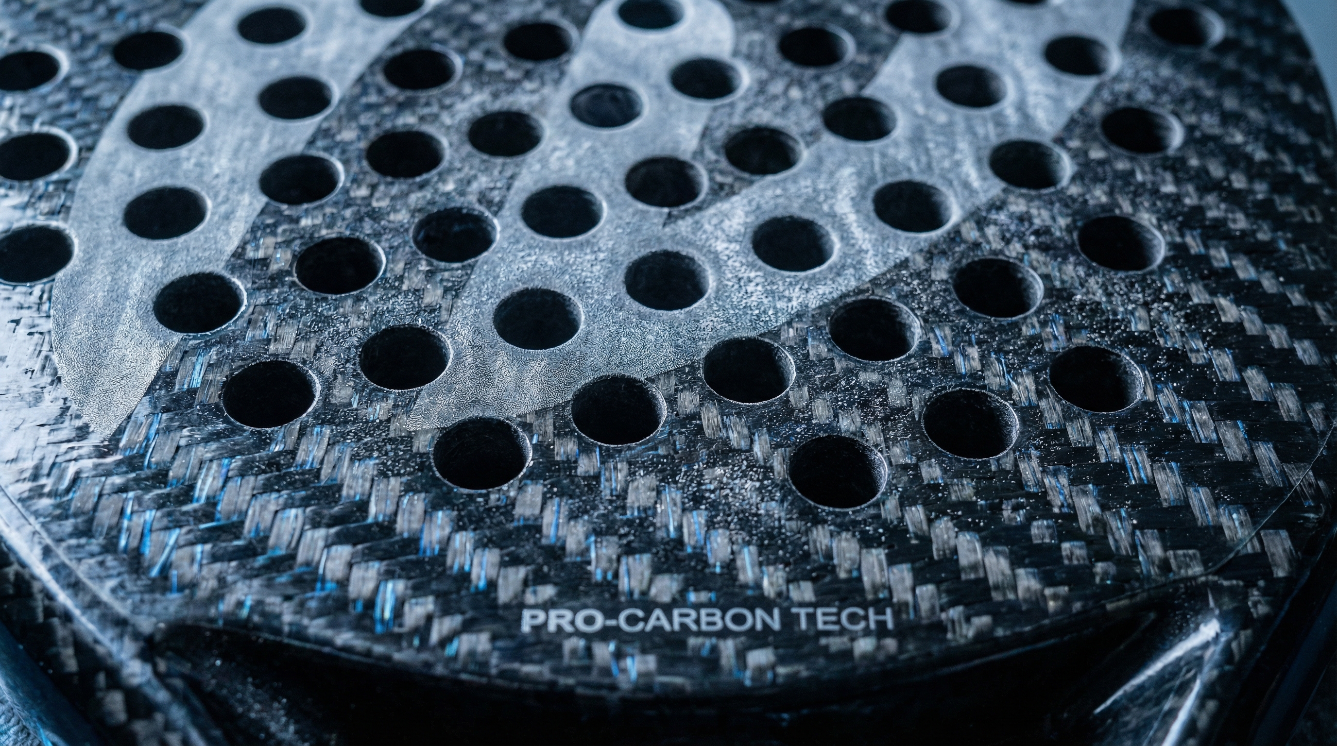 A macro close-up of the surface texture of a padel racket
