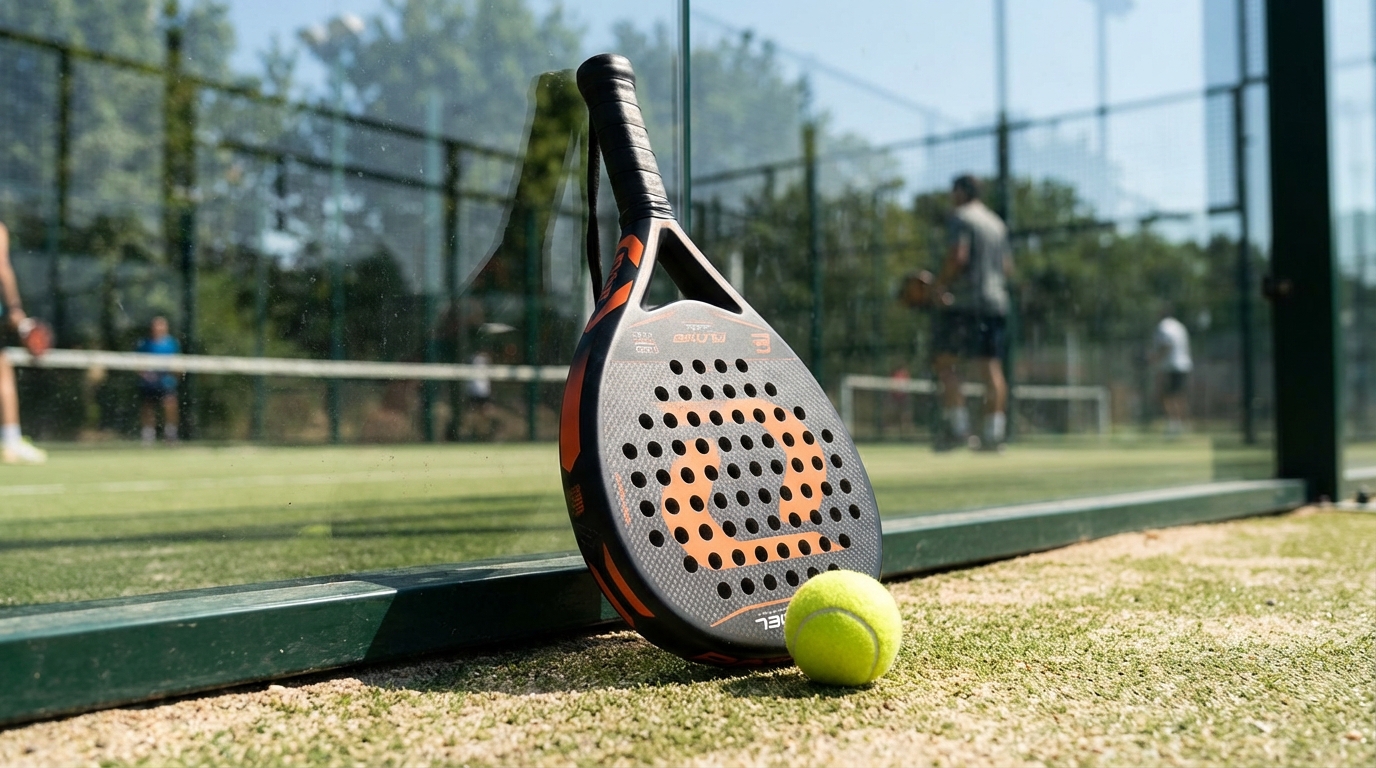 padel racket court closeup