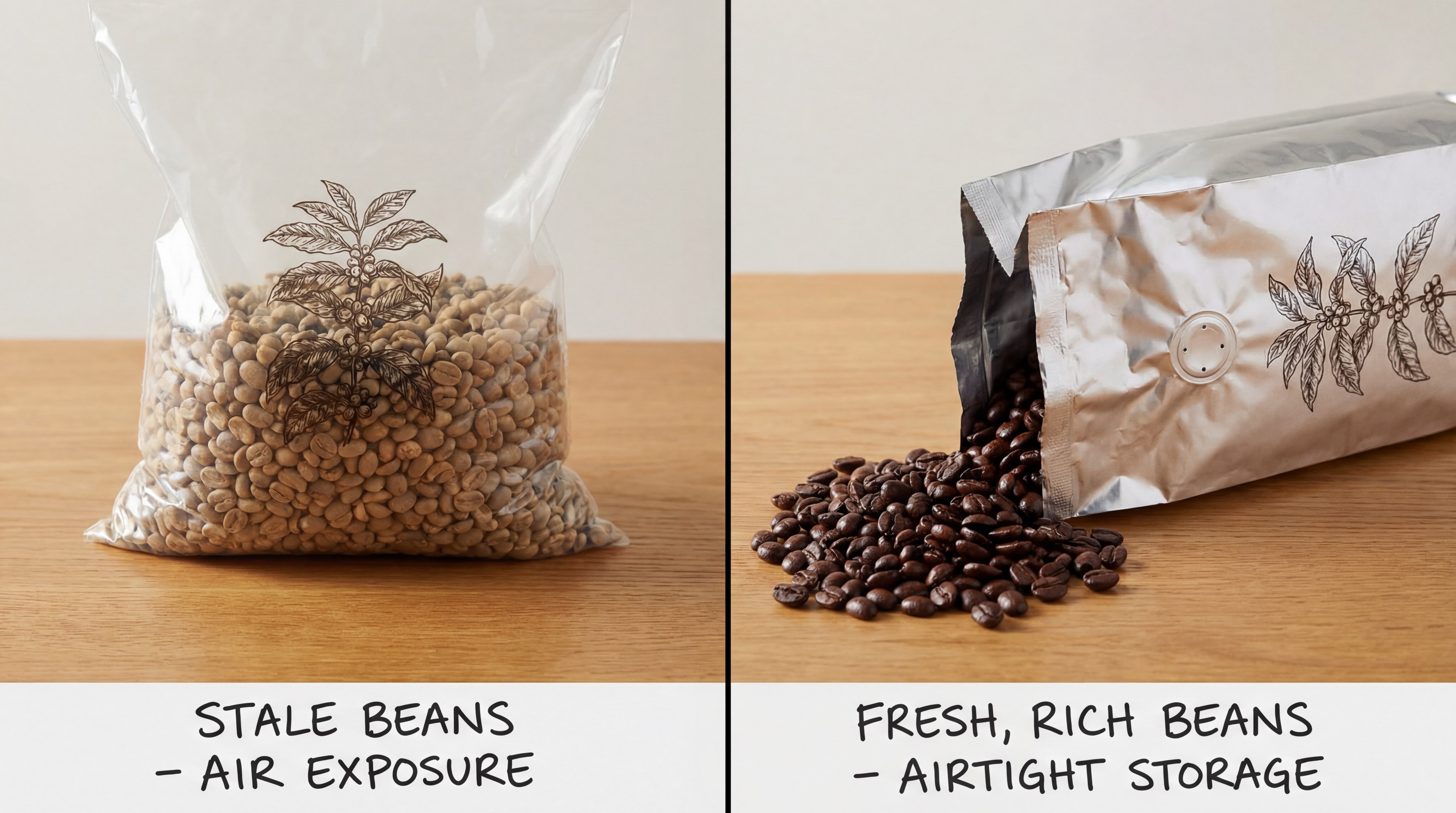 Coffee beans freshness comparison