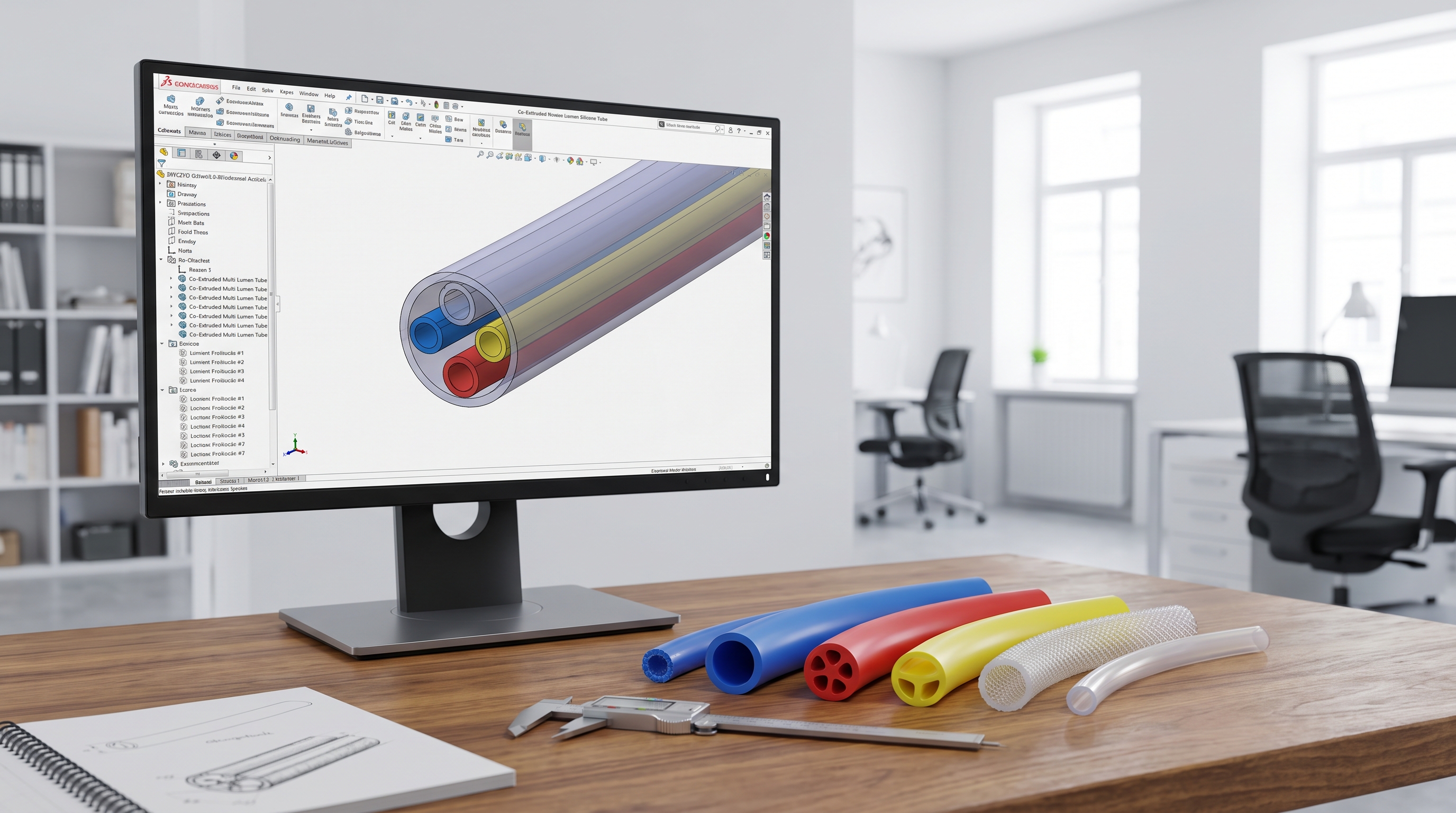 B2B Engineering Design Studio CAD Workstation with Silicone Tube Samples
