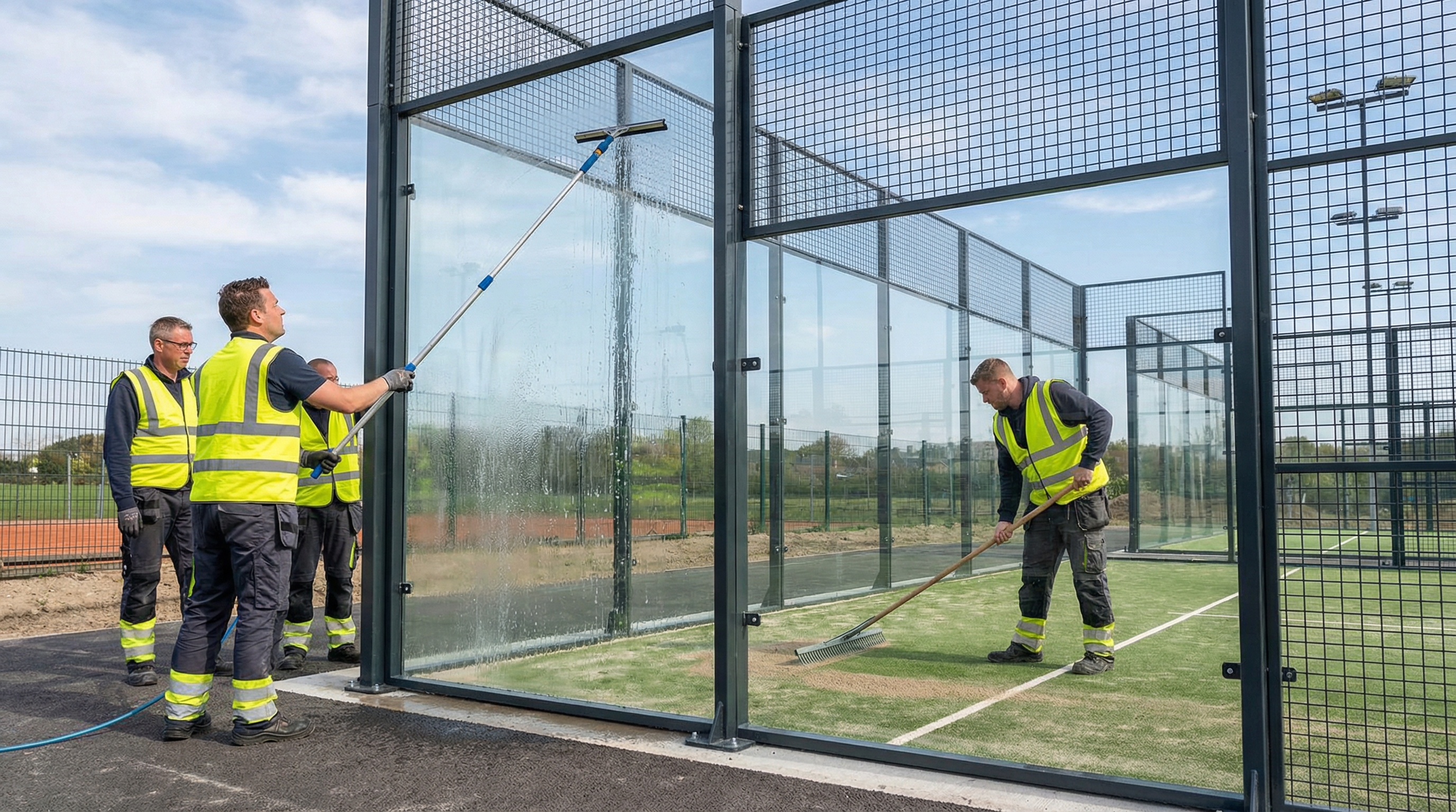 padel court maintenance scene