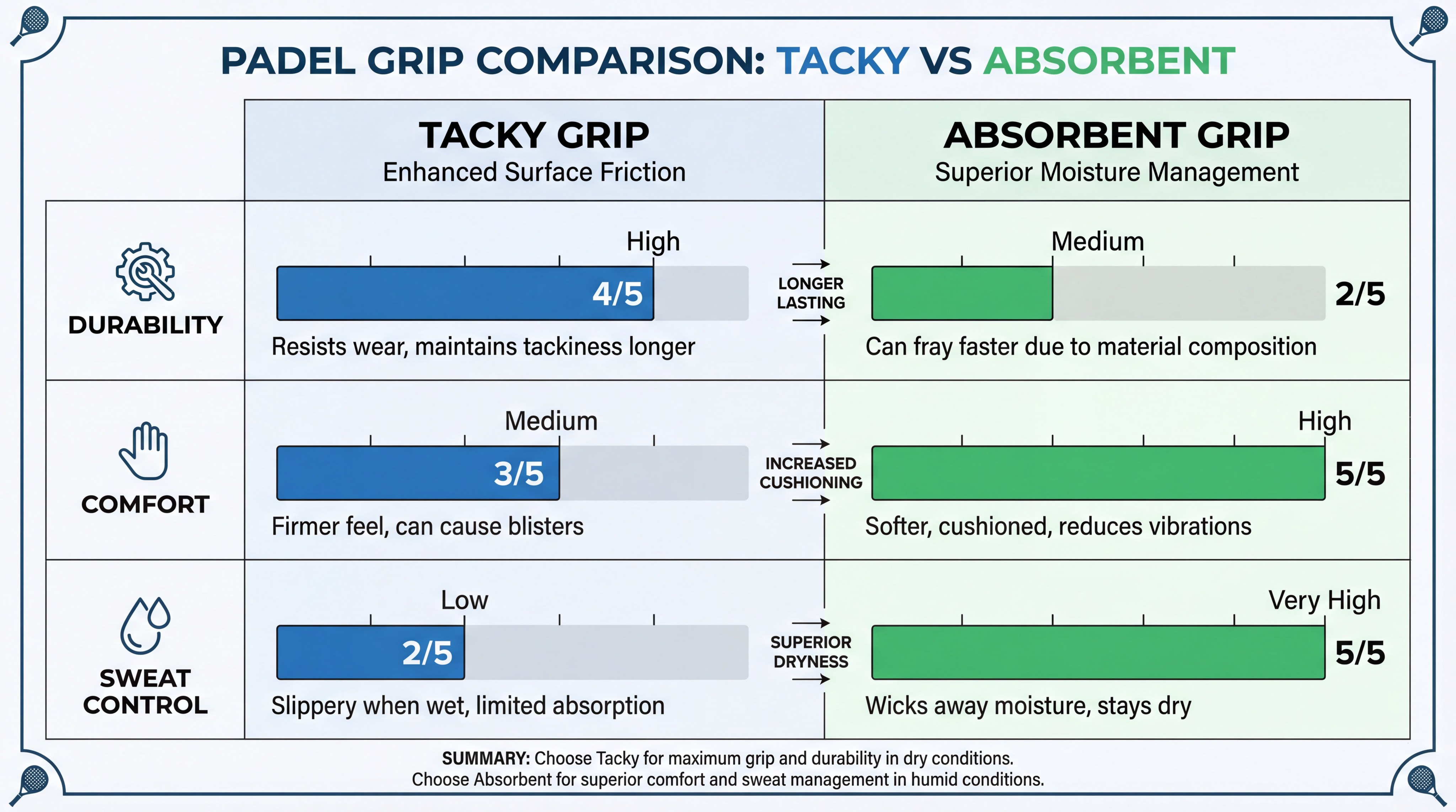 padel grip comparison infographic