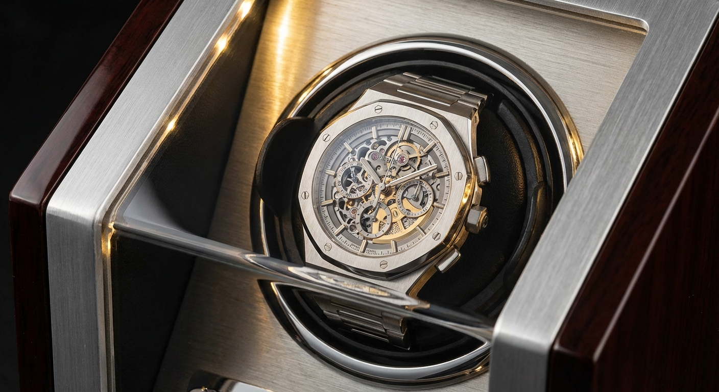 luxury watch winder mechanical closeup