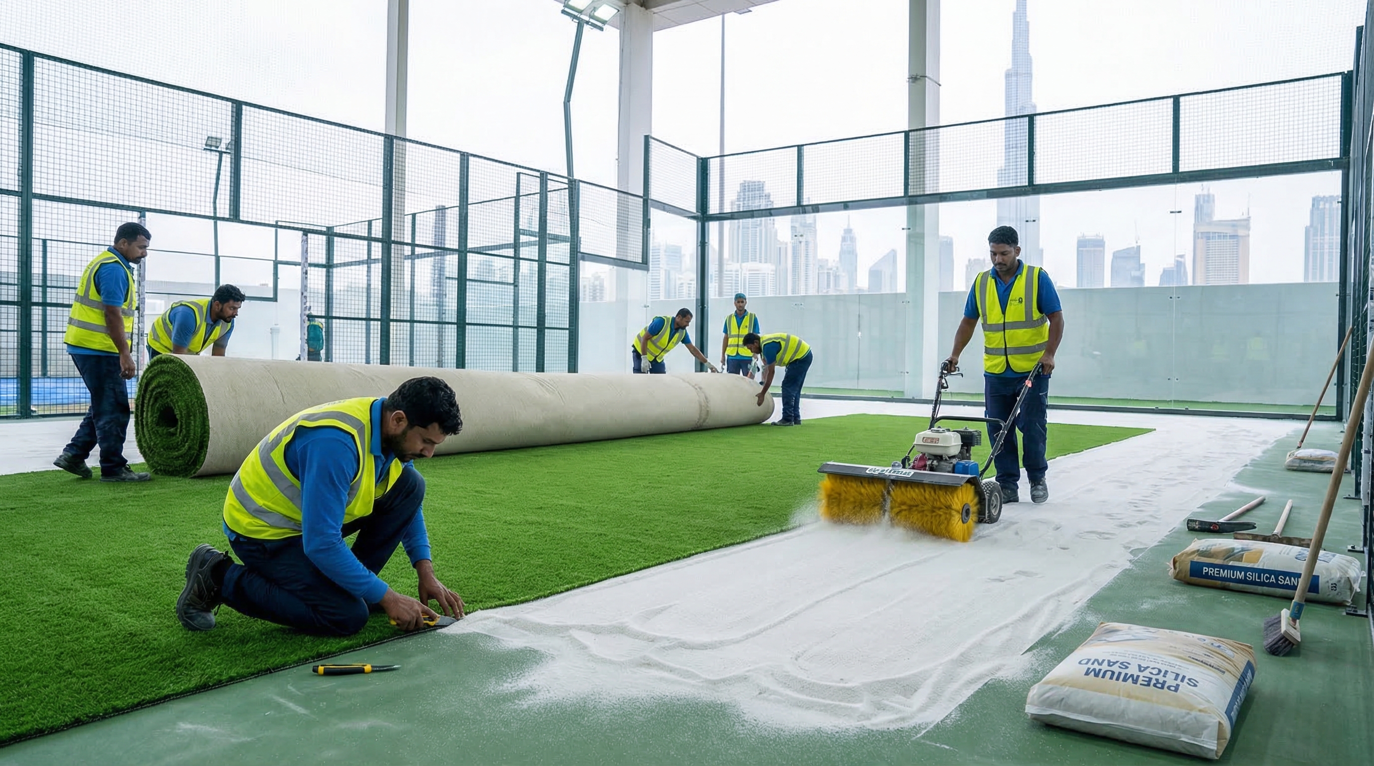padel court synthetic turf installation