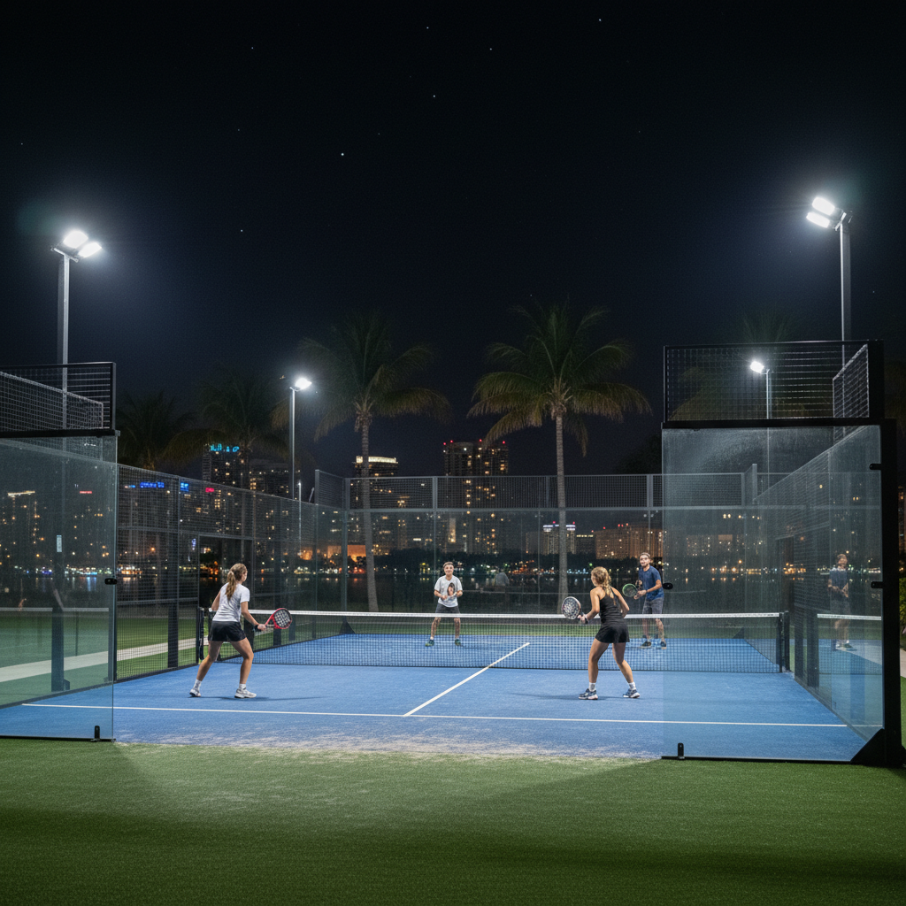 padel court miami night