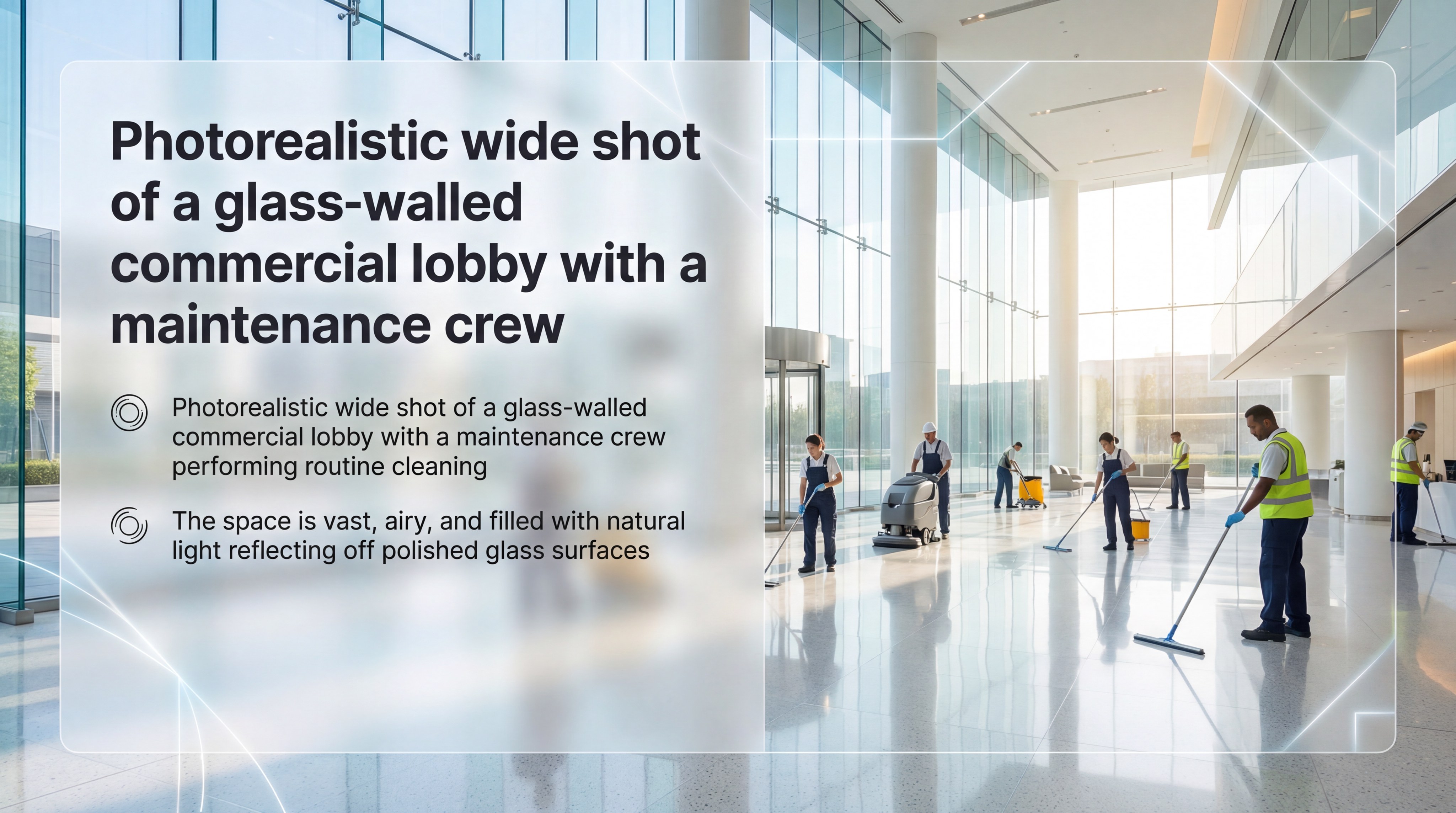 Commercial lobby cleaning scene