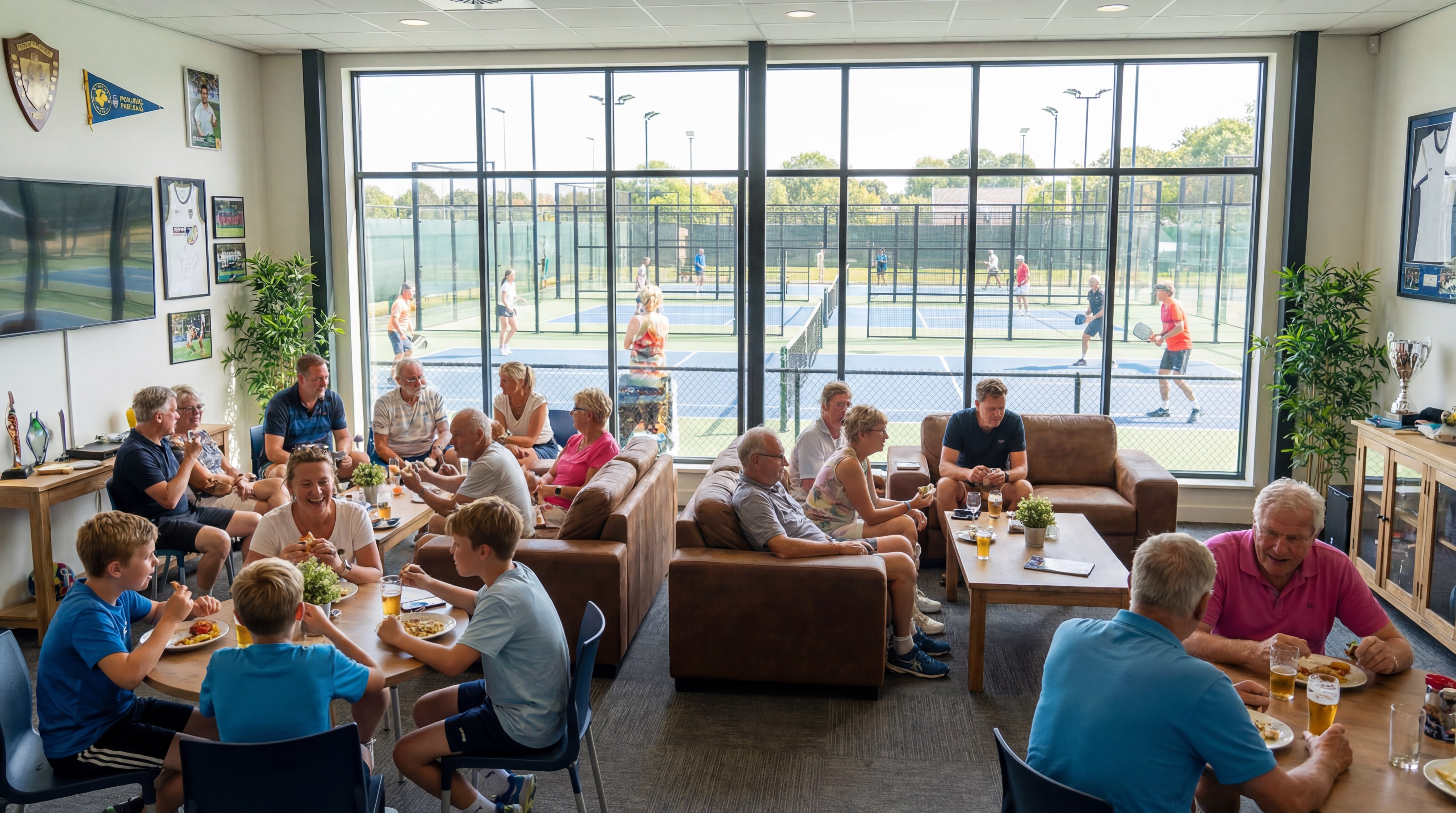 A social clubhouse scene showing the community aspect of these sports