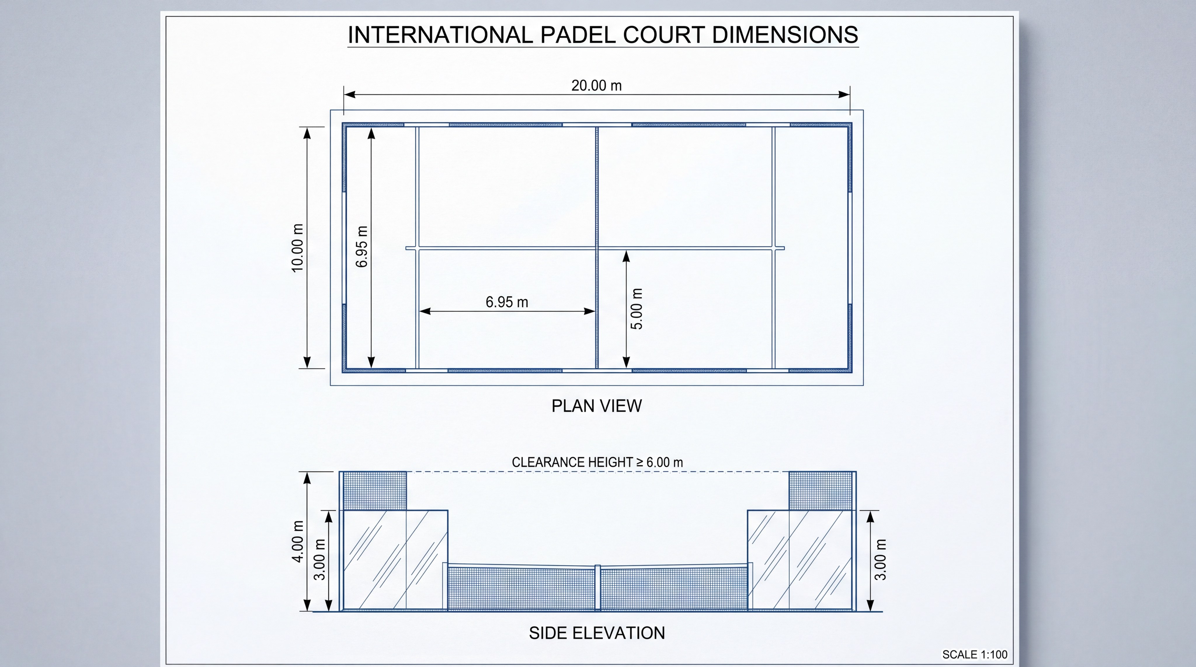 padel court technical diagram