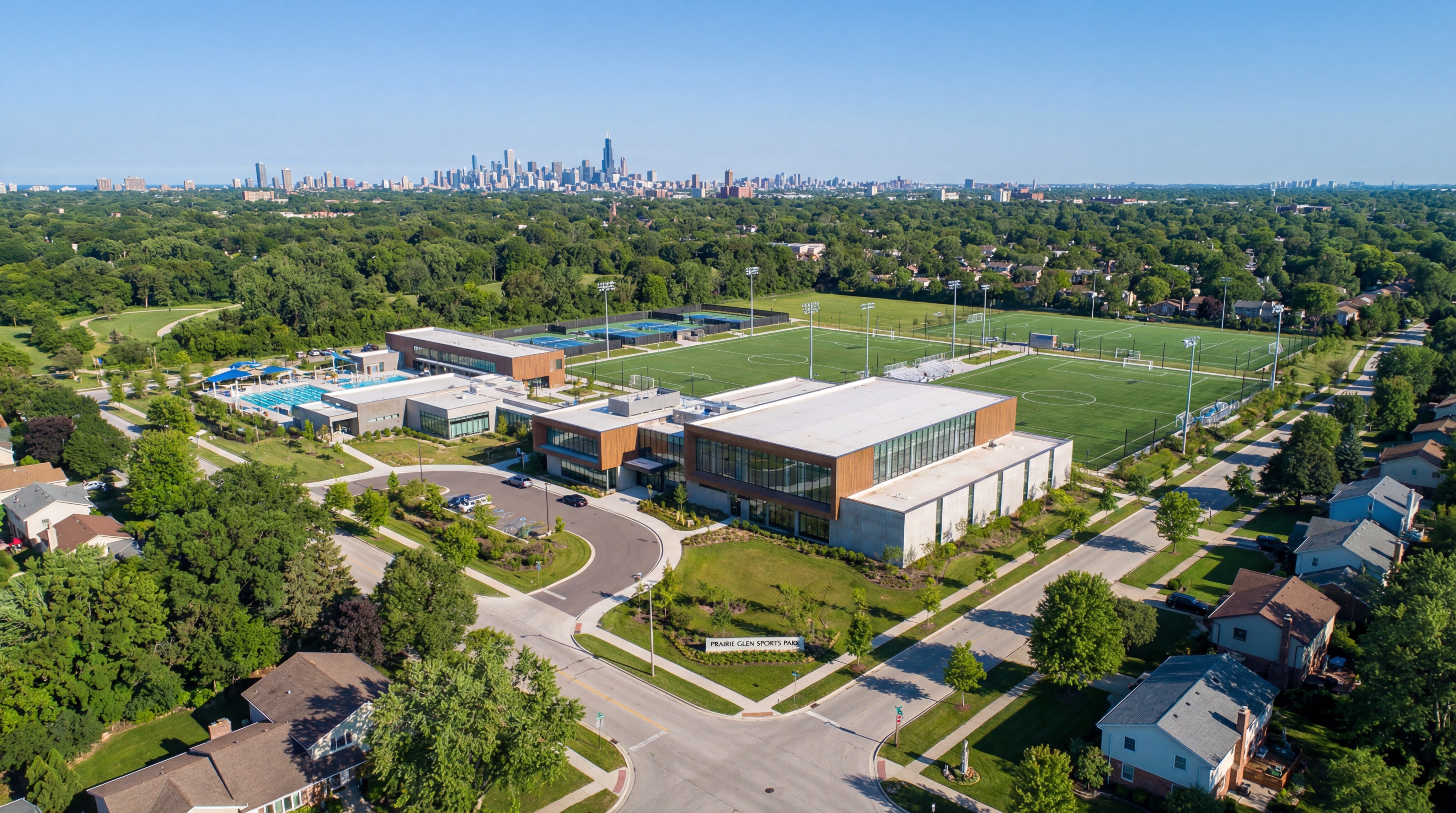 drone view chicago sports facility