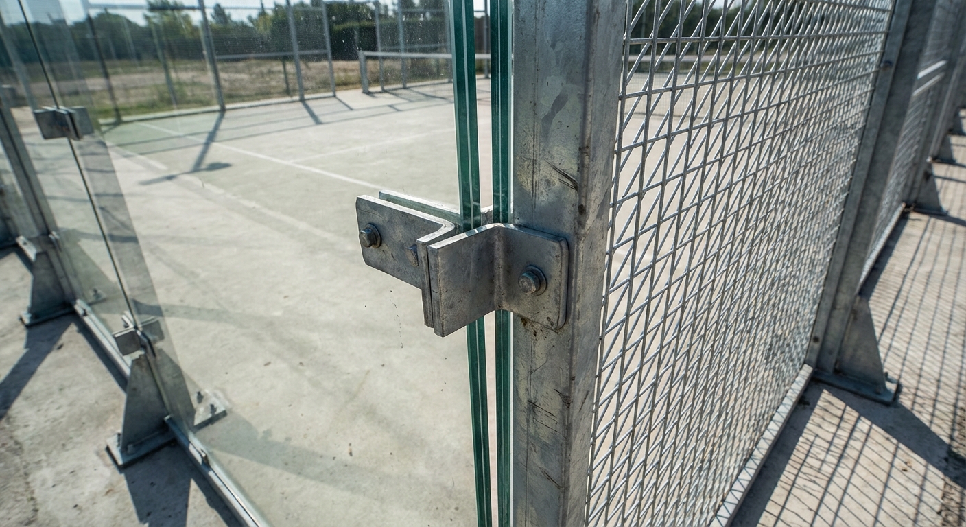 padel court corner construction detail