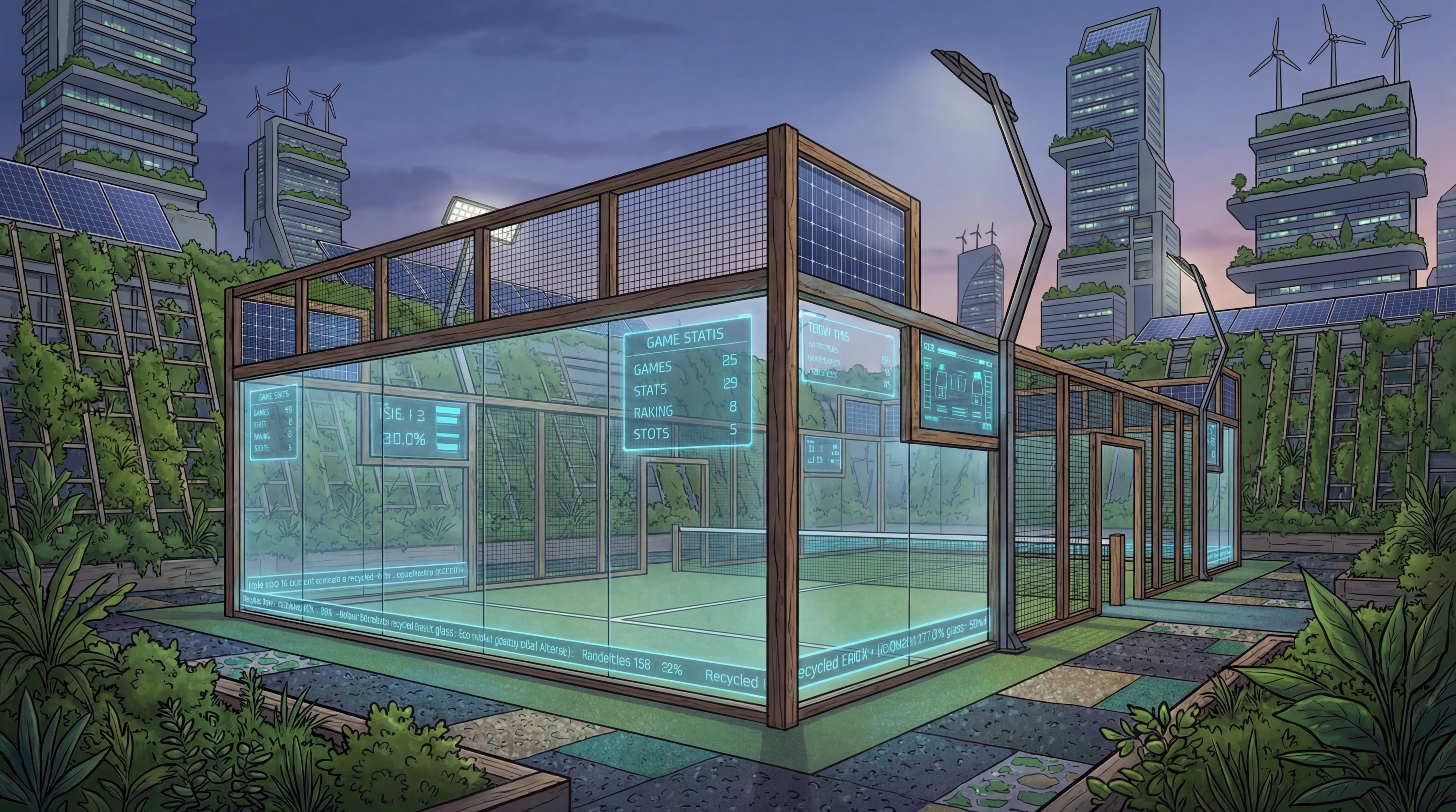 sustainable padel court concept art