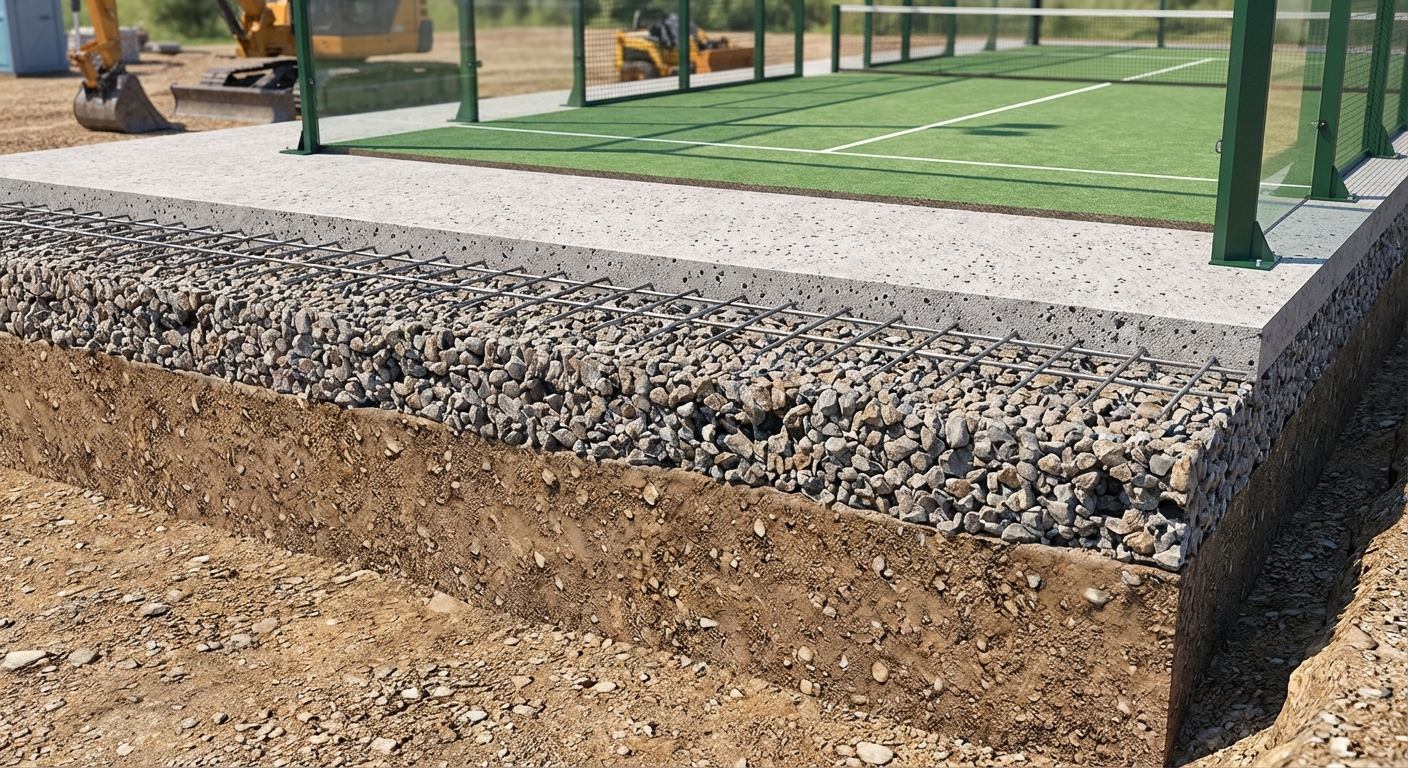 padel court construction cross section