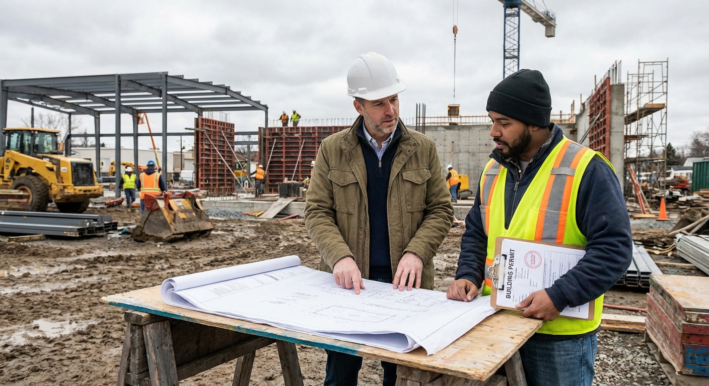 Architect project manager construction site