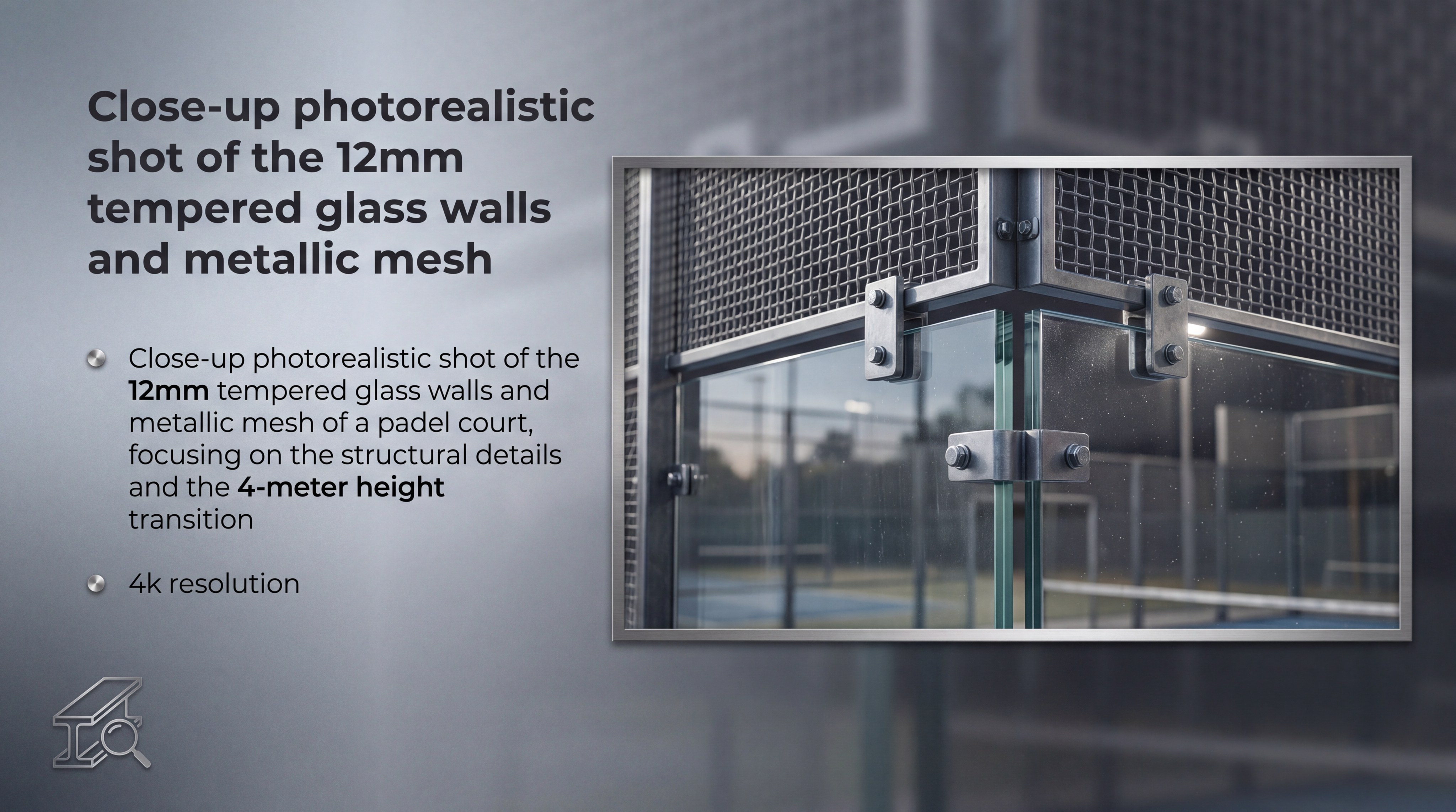 padel court glass structure closeup
