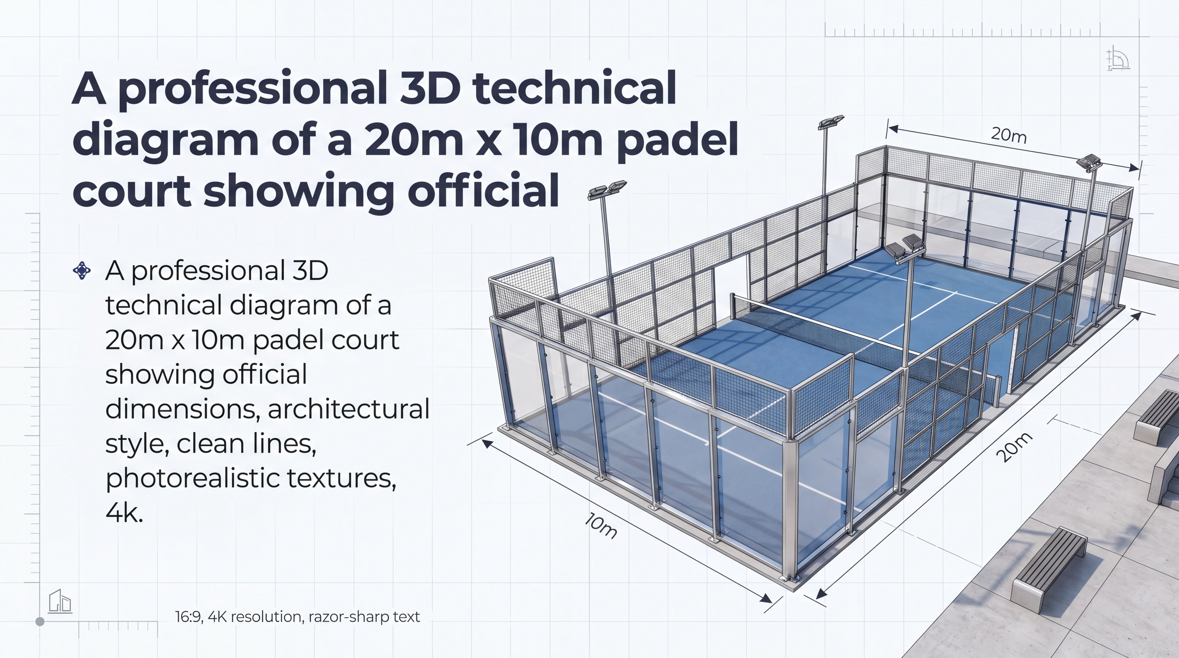 padel court 3d technical diagram slide 1