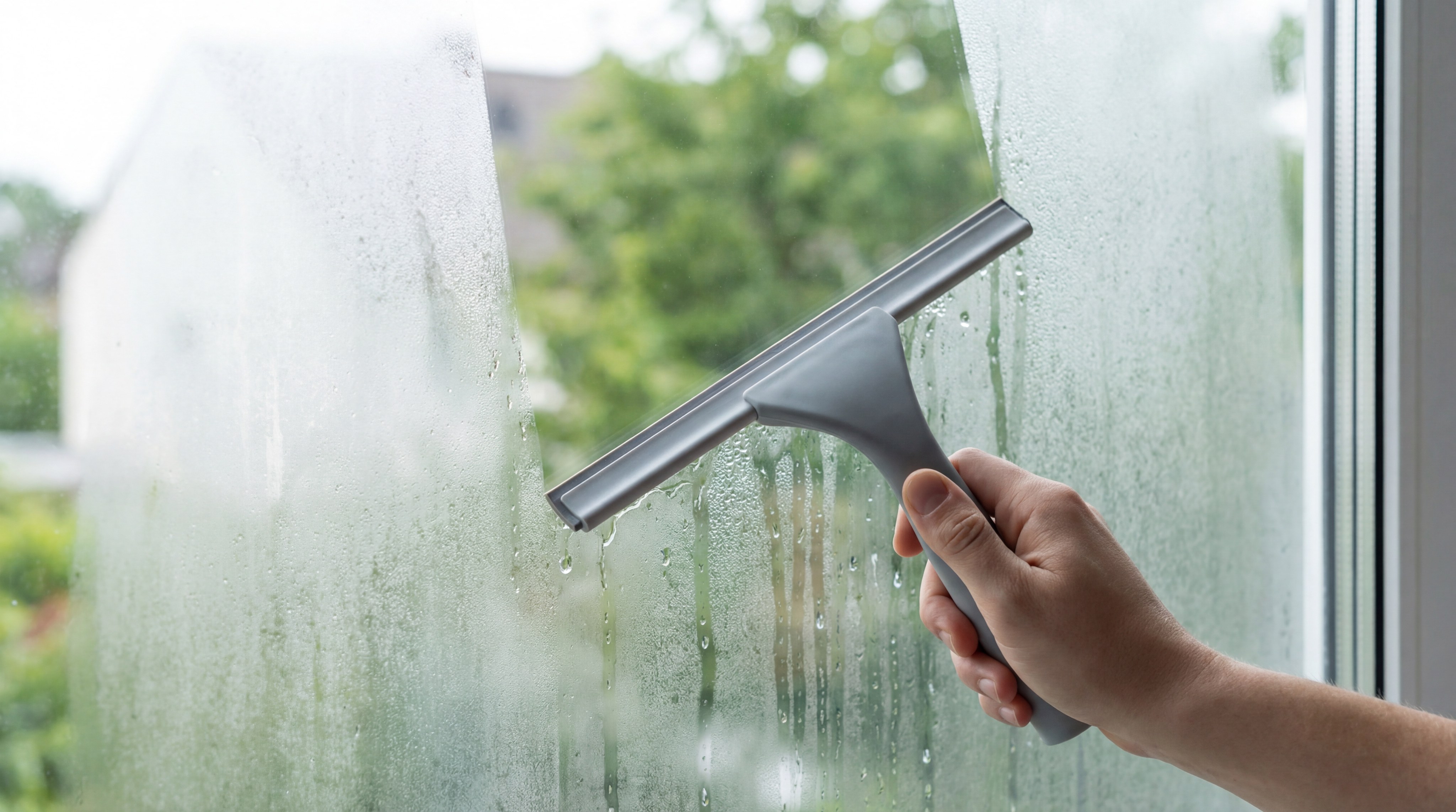 Squeegee Clearing Foggy Glass