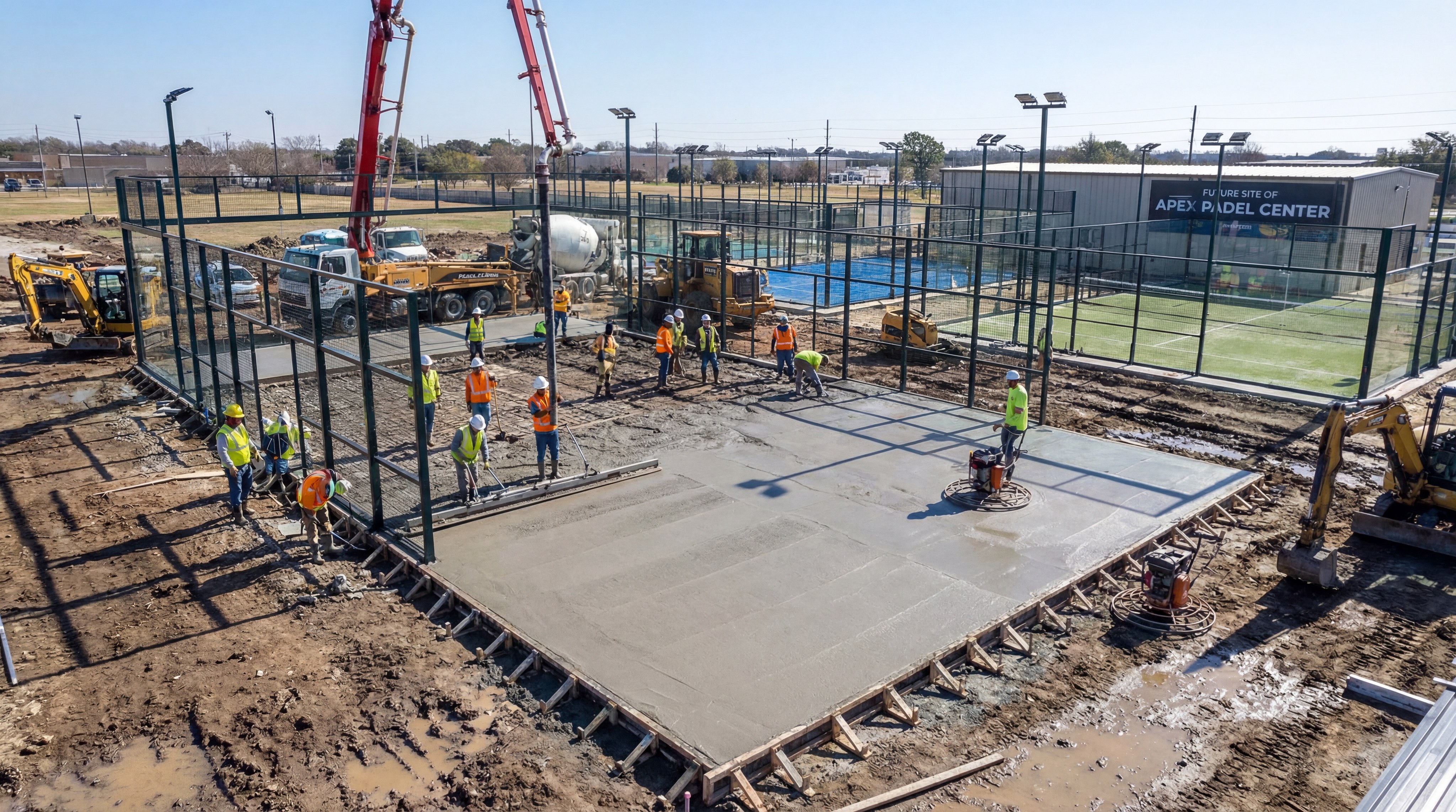 construction concrete padel court slab