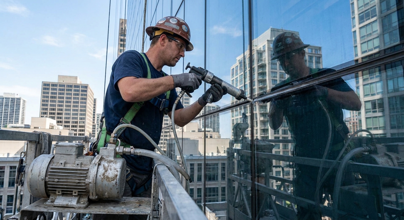 Professional glazier with vacuum injection system