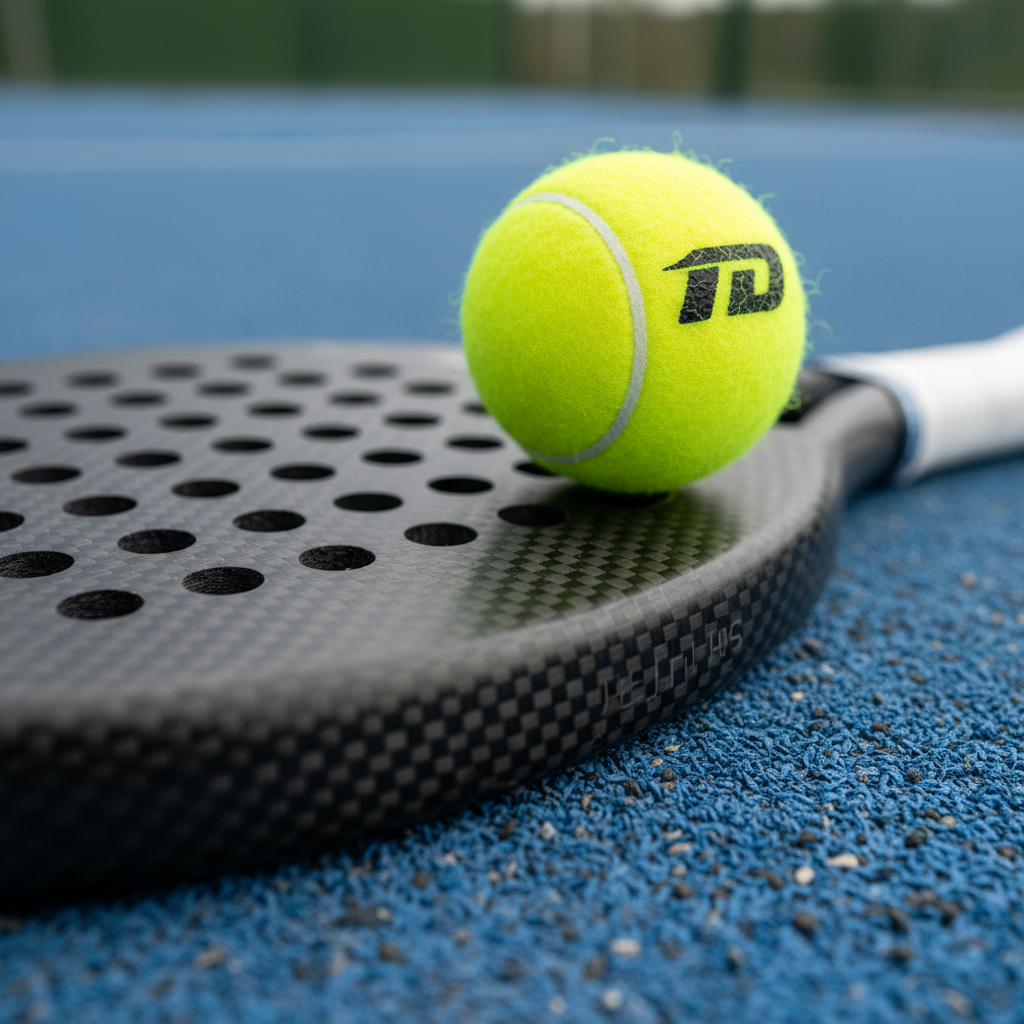 Close-up of a professional padel court corner showing the seamless connection between a 12mm tempered glass panel and a hot-dip galvanized steel post. Soft morning light highlights the industrial texture of the metal.