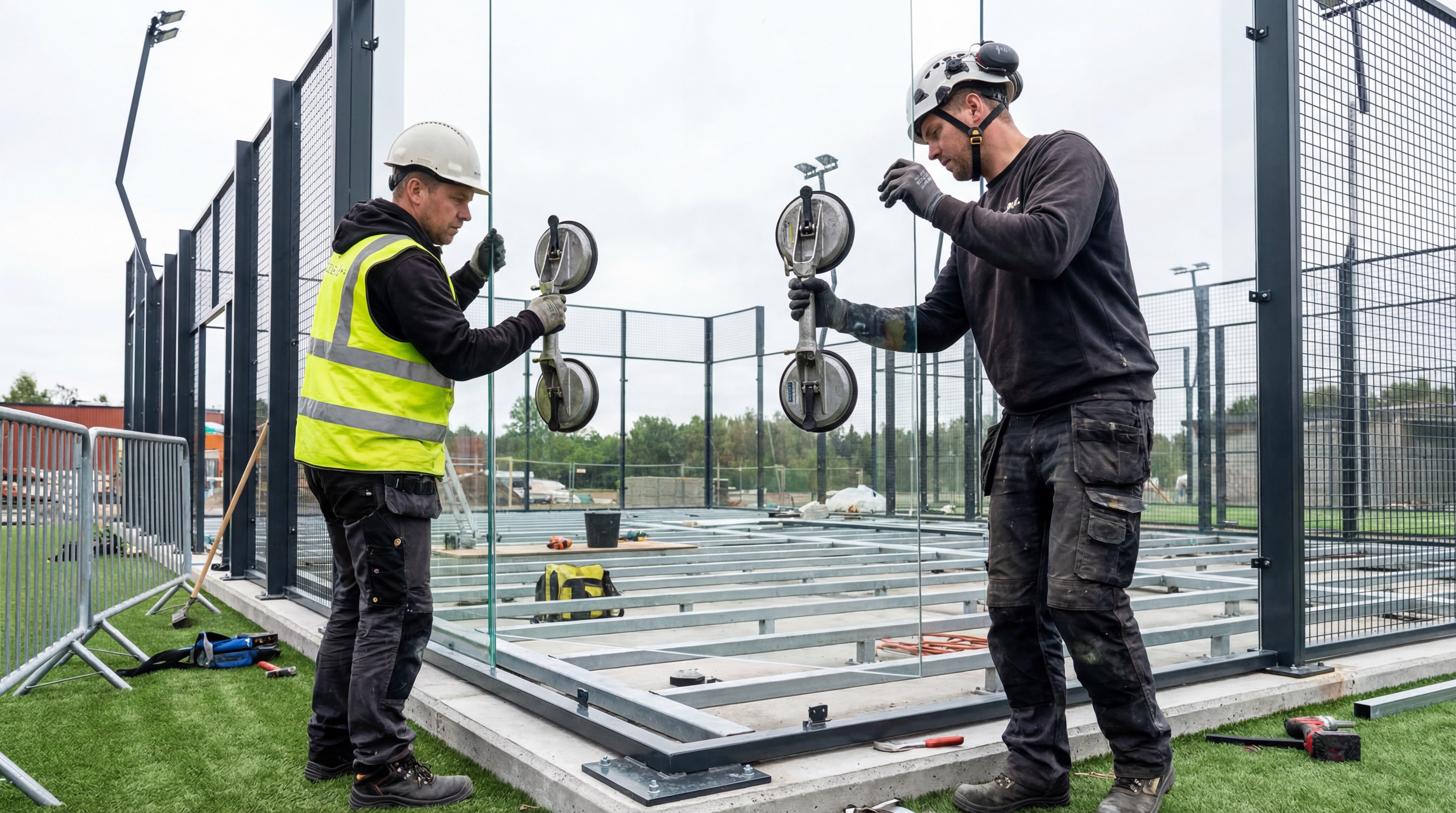 padel court glass installation