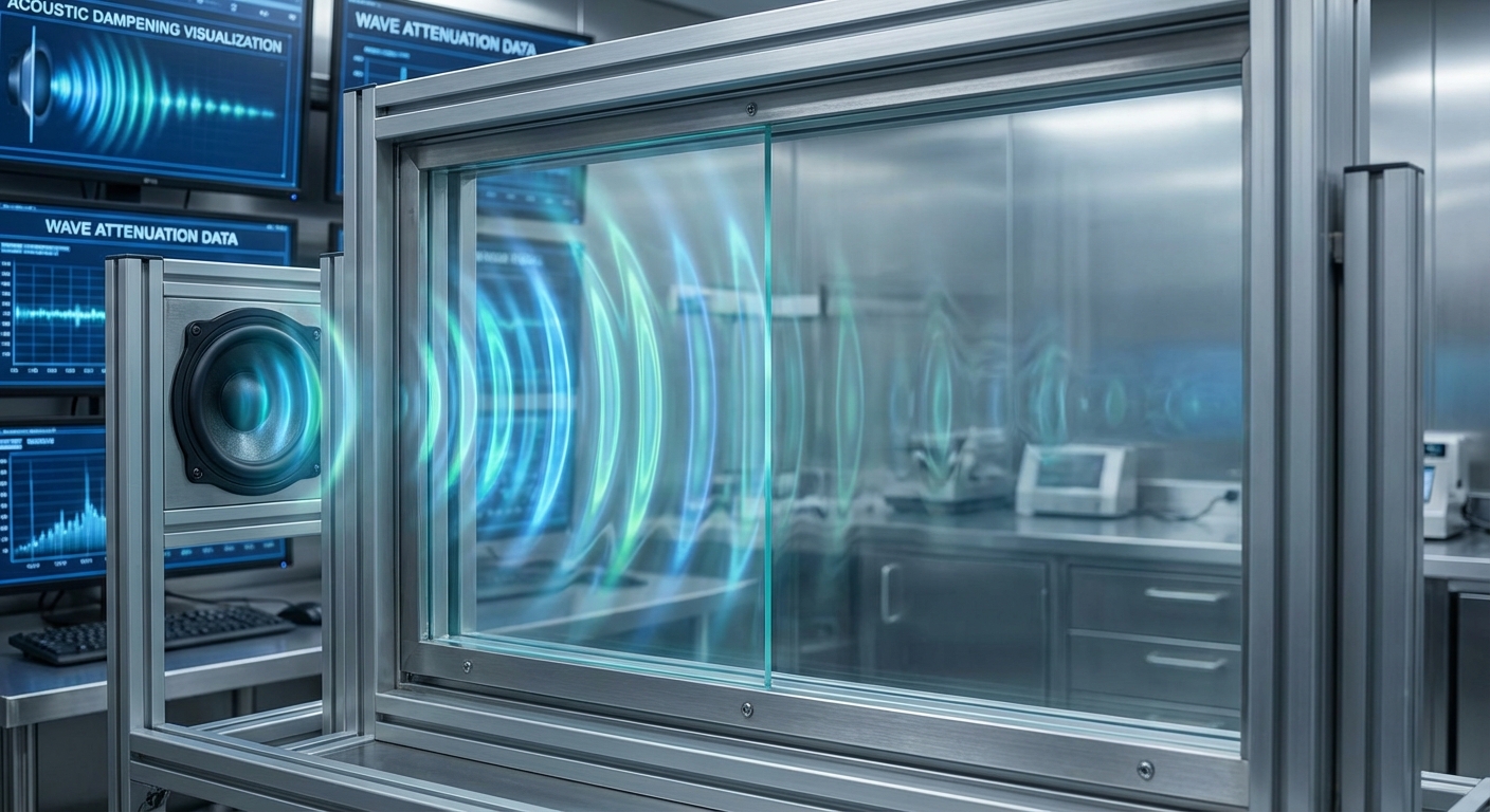 Visualization of sound waves being dampened by a glass panel