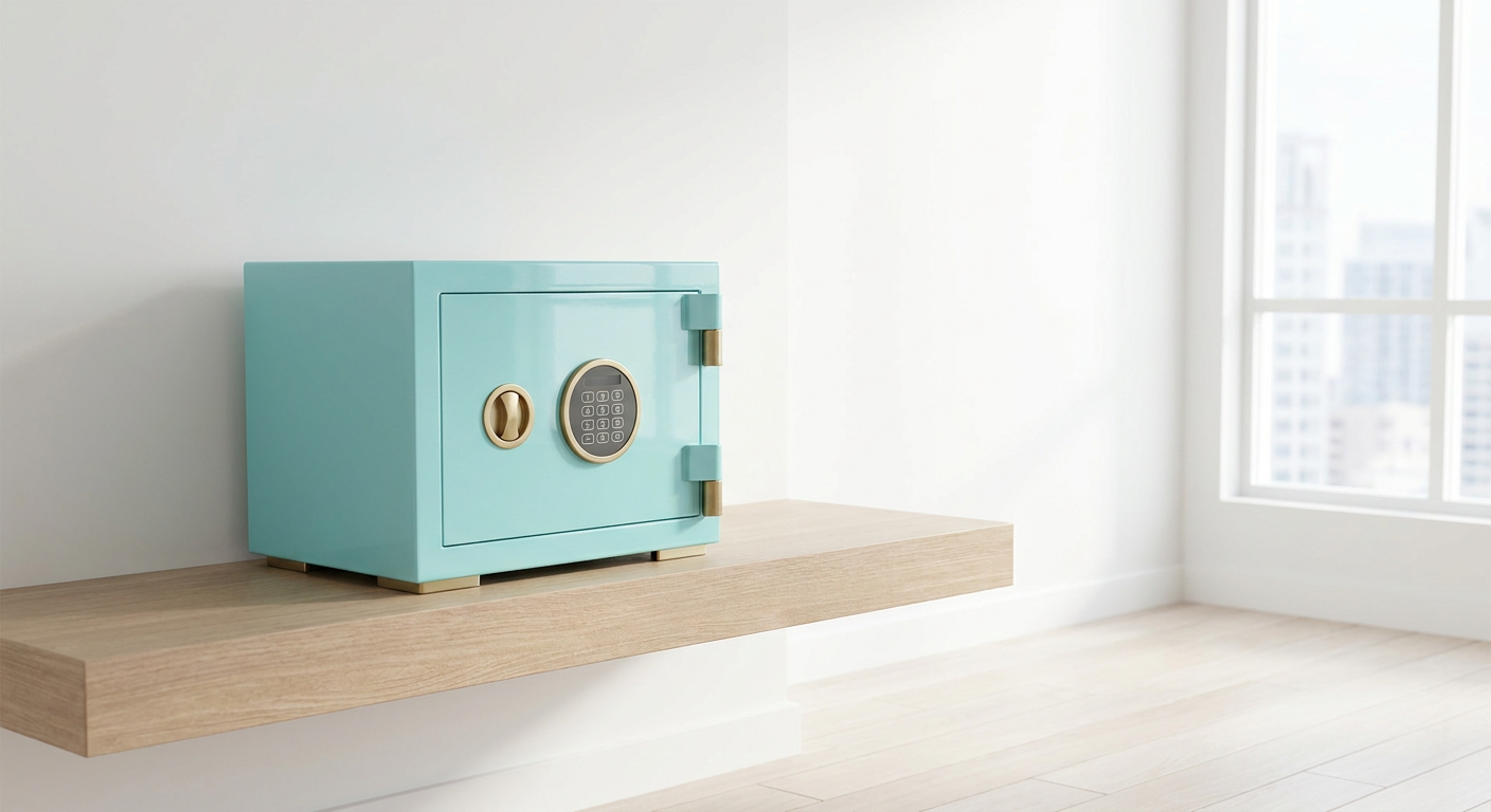 A compact high-security watch safe in a light-colored bespoke finish