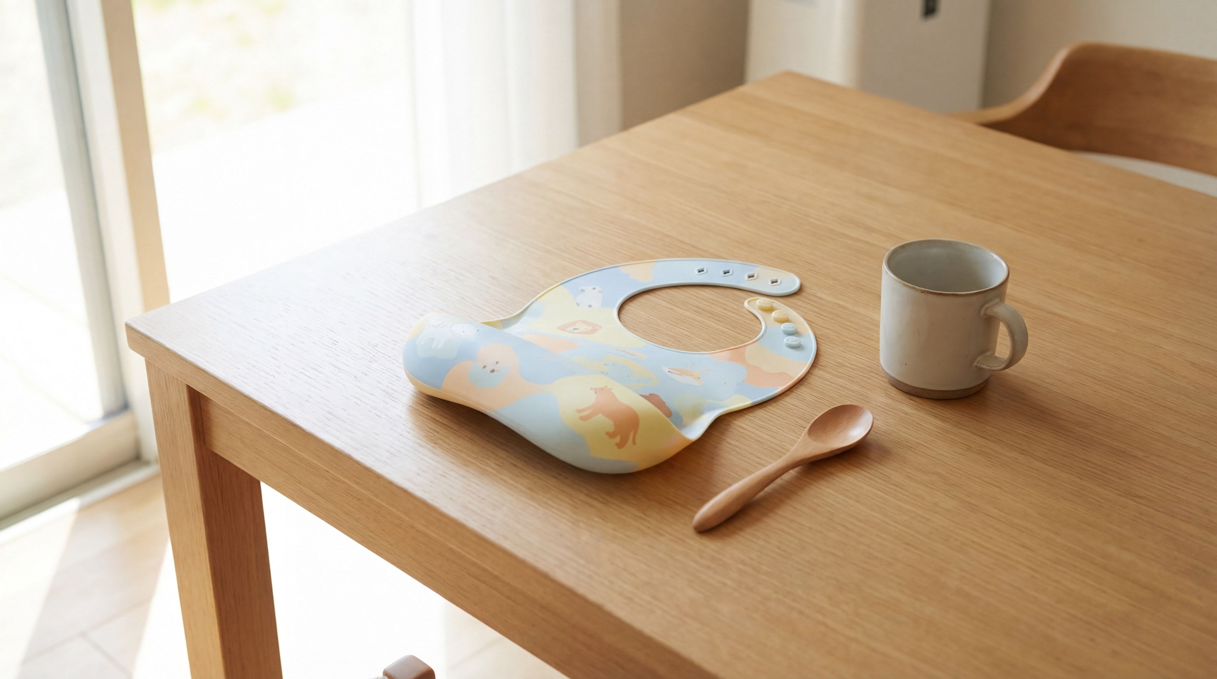 silicone bib on table