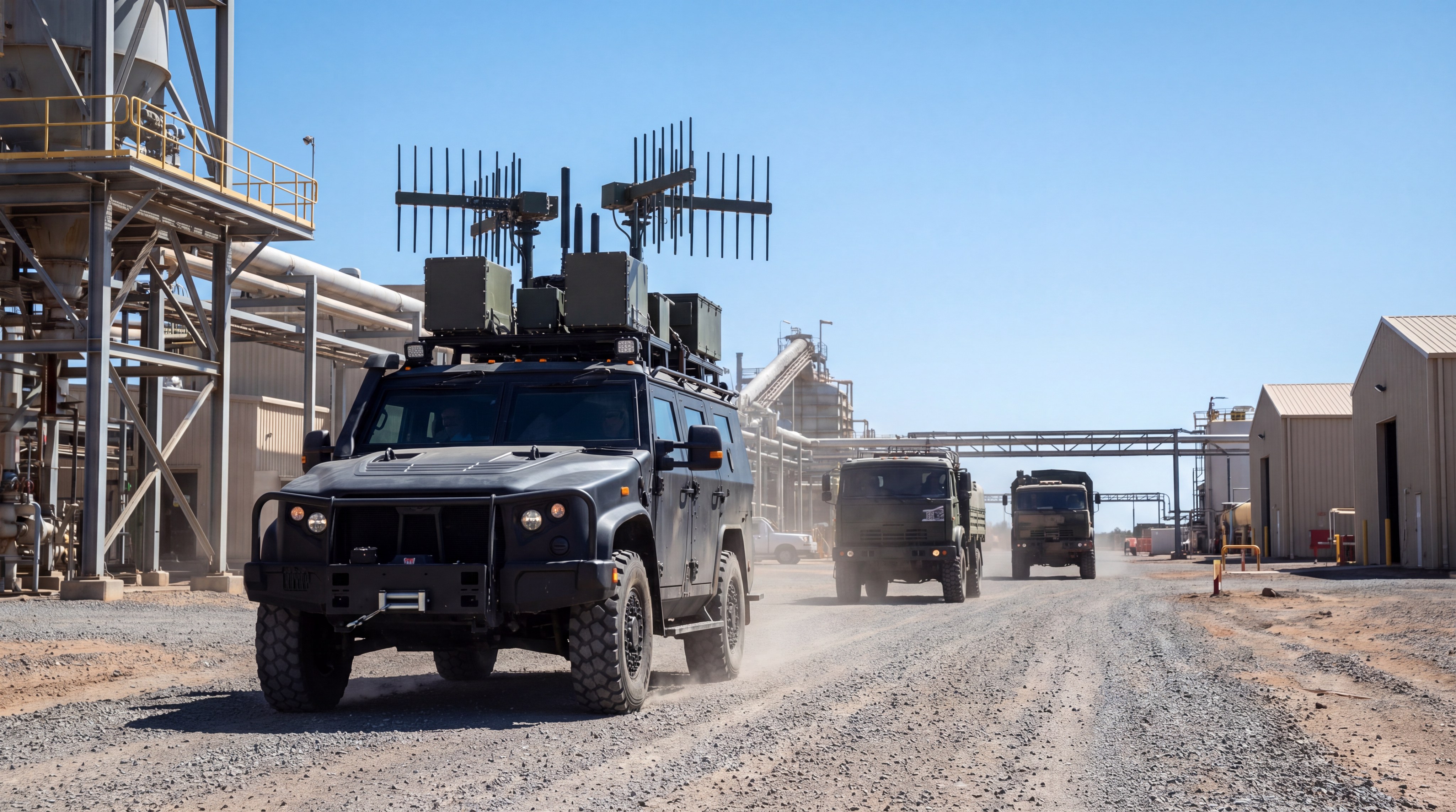 tactical security convoy drone jamming