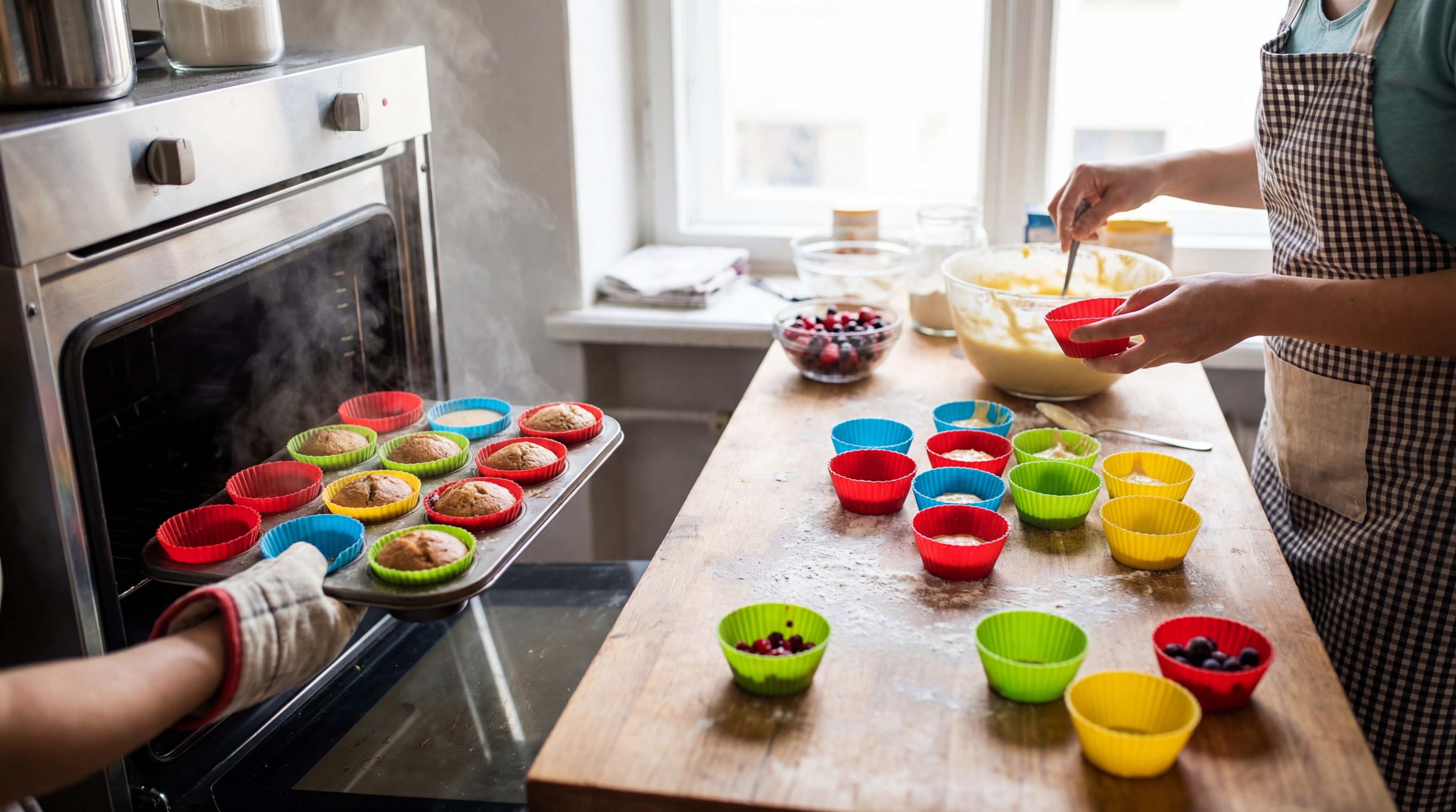 Baking in silicone muffin molds