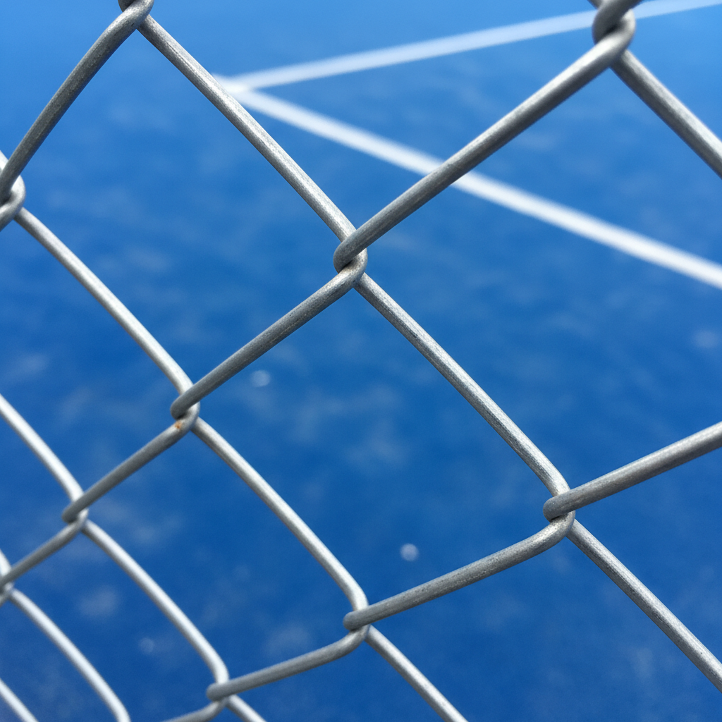 Padel court wire mesh macro shot