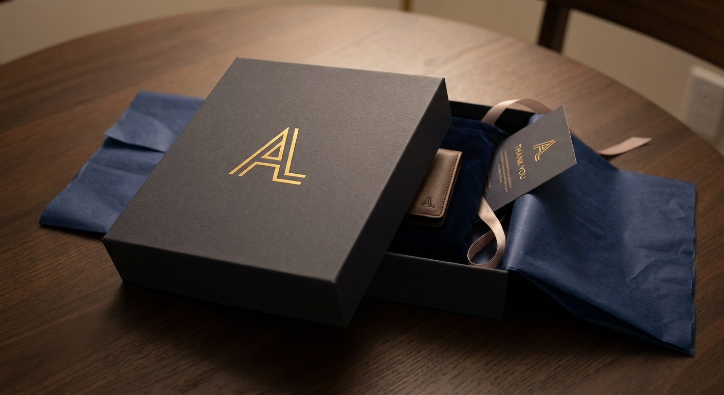 Luxury Unboxing Experience with Custom-Printed Box and Silk Wrapping