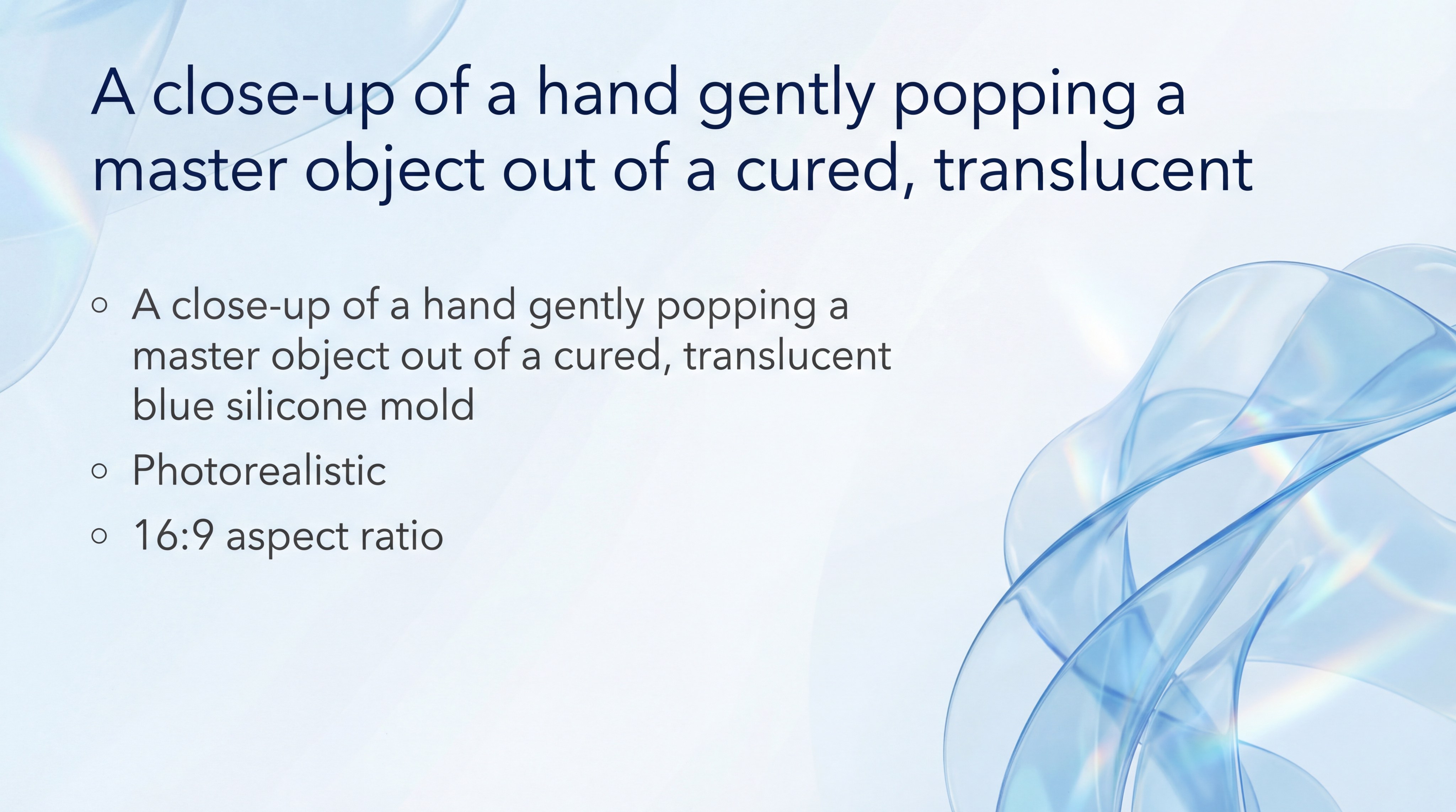 Close-up of a hand gently popping a master object out of a cured silicone mold